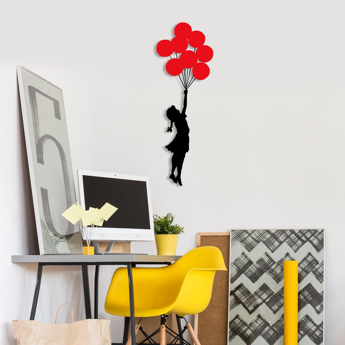 Banksy Wanddeko - Schwarz Rot in Schwarz Rot präsentiert im Onlineshop von KAQTU Design AG. Wanddeko ist von Wallity