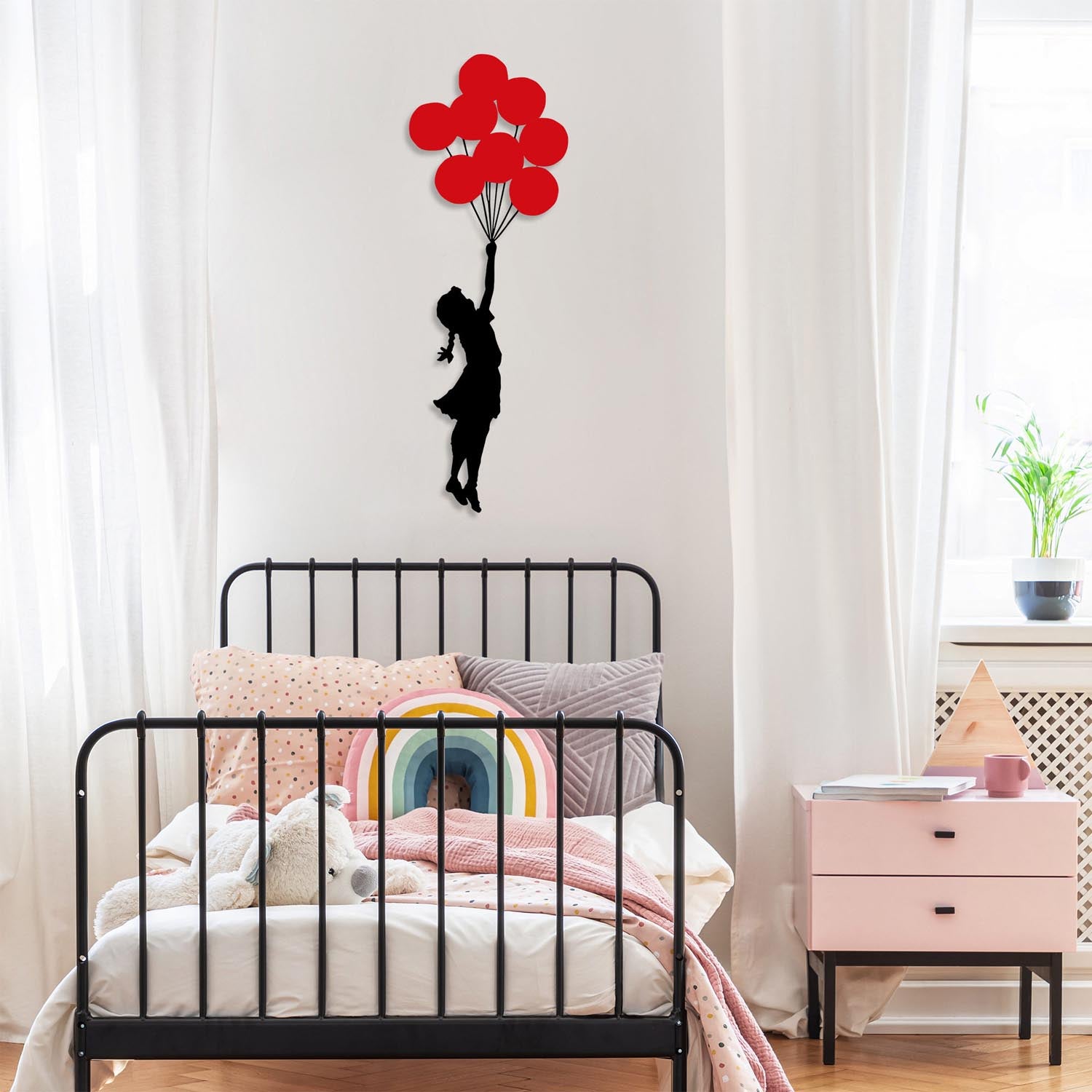 Banksy - 11 in Schwarz Rot präsentiert im Onlineshop von KAQTU Design AG. Wanddeko ist von Wallity