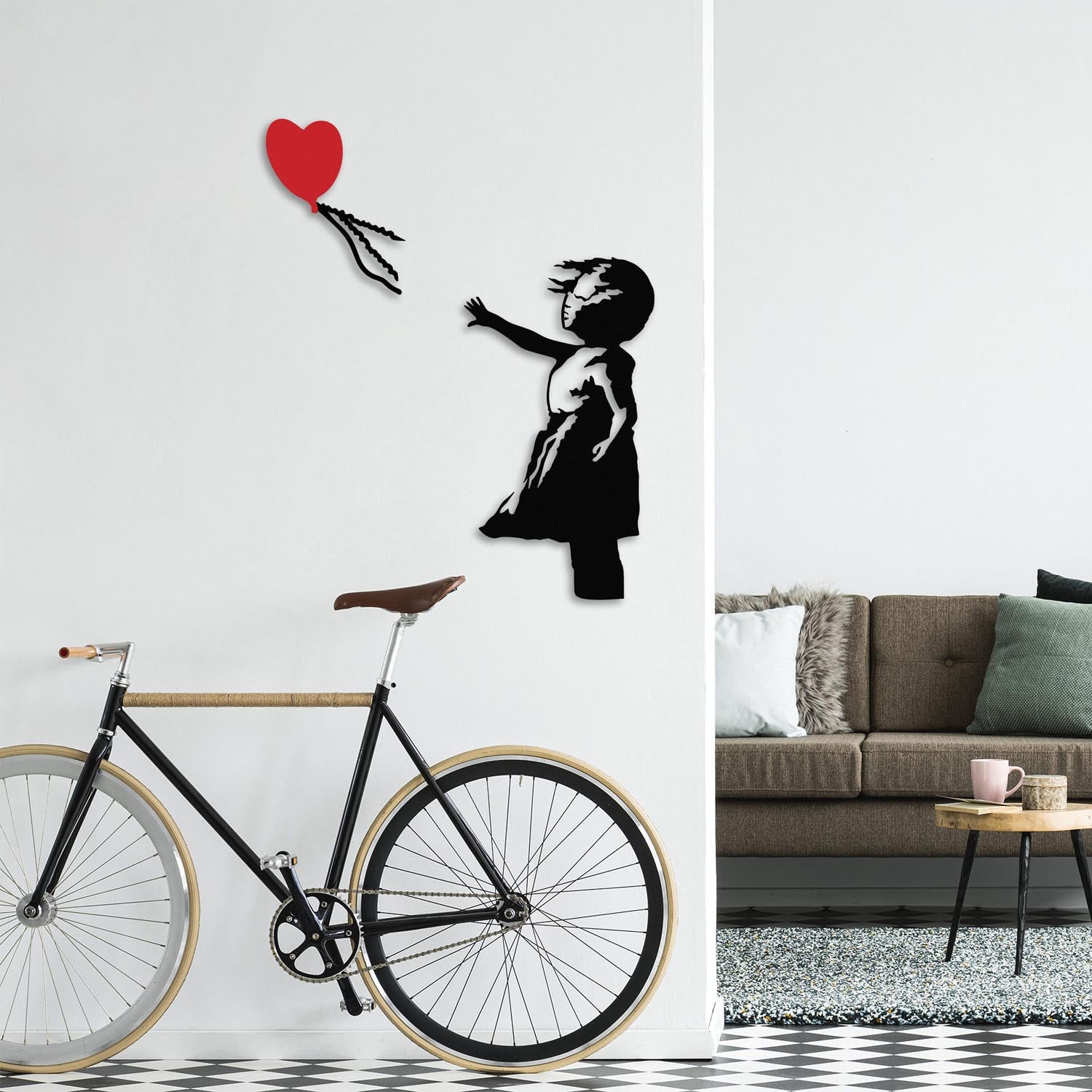 Banksy - 13 in Schwarz Rot präsentiert im Onlineshop von KAQTU Design AG. Wanddeko ist von Wallity