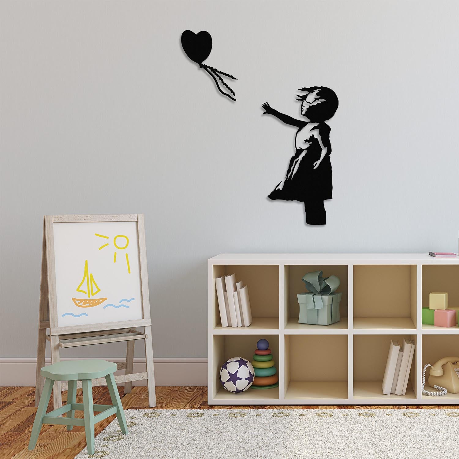 Banksy - 14 in Schwarz präsentiert im Onlineshop von KAQTU Design AG. Wanddeko ist von Wallity