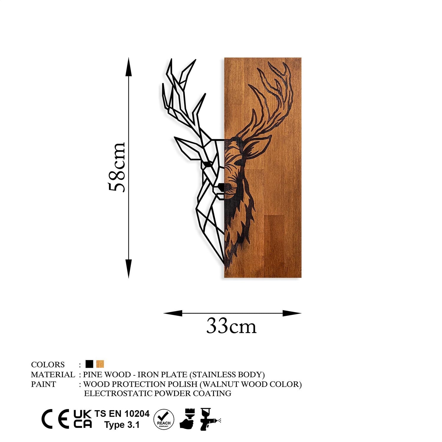 Red Deer 1 in Walnuss Schwarz präsentiert im Onlineshop von KAQTU Design AG. Wanddeko ist von Wallity