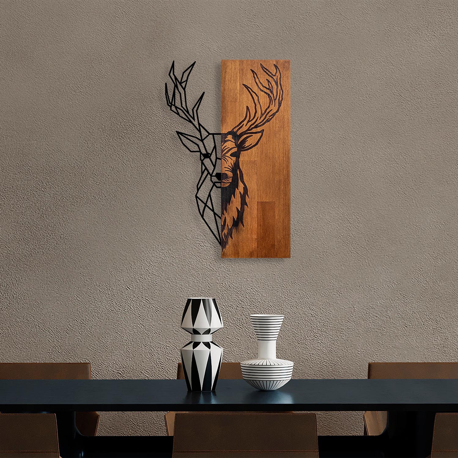 Red Deer 1 in Walnuss Schwarz präsentiert im Onlineshop von KAQTU Design AG. Wanddeko ist von Wallity