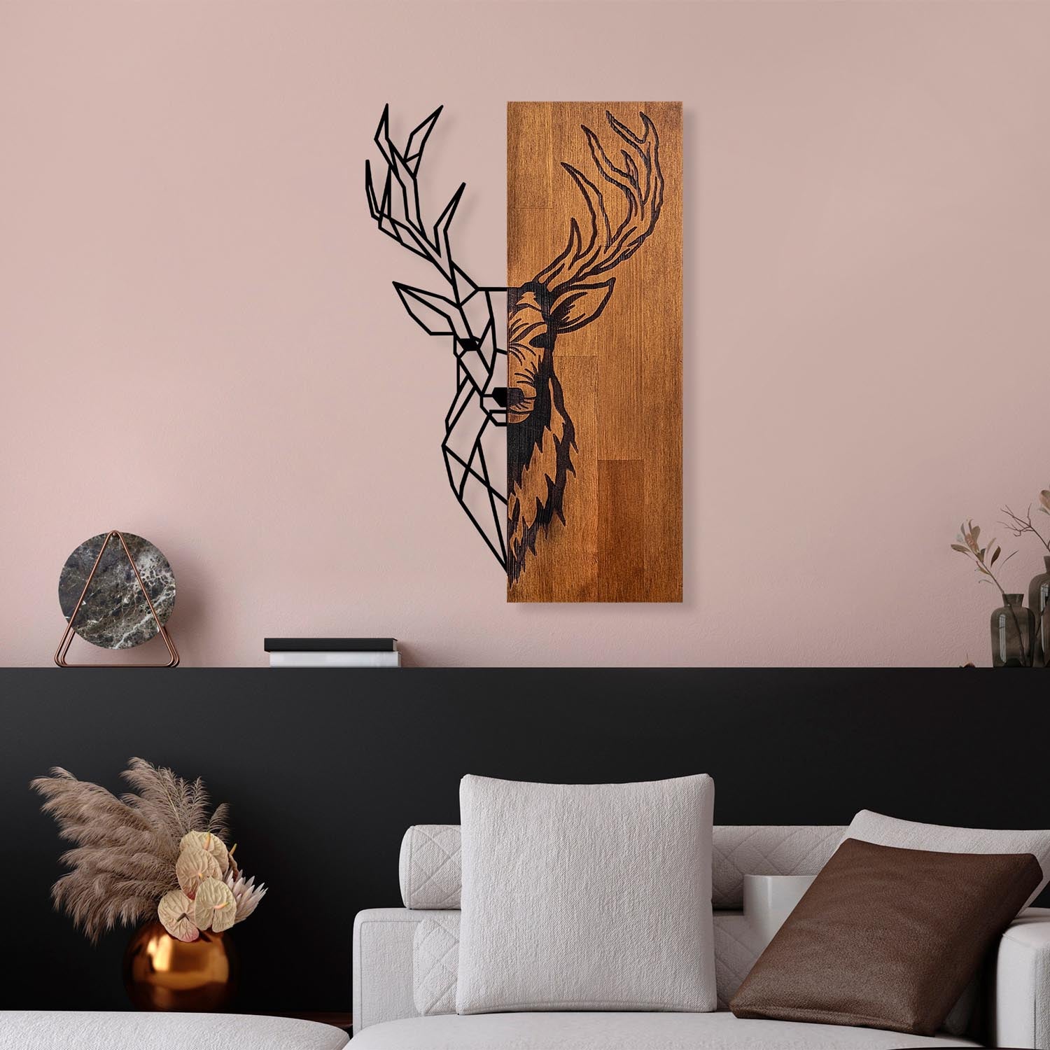 Red Deer 1 in Walnuss Schwarz präsentiert im Onlineshop von KAQTU Design AG. Wanddeko ist von Wallity