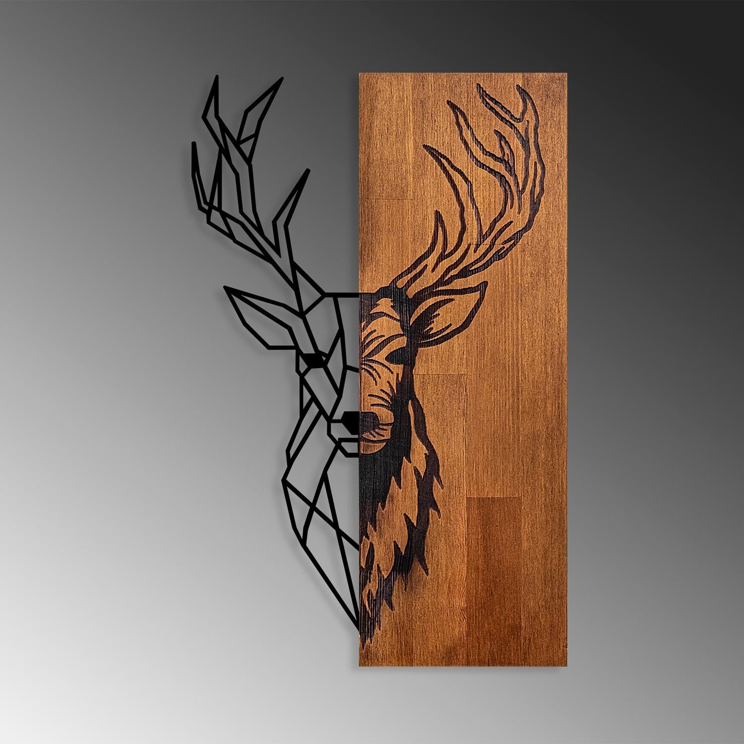 Red Deer 1 in Walnuss Schwarz präsentiert im Onlineshop von KAQTU Design AG. Wanddeko ist von Wallity