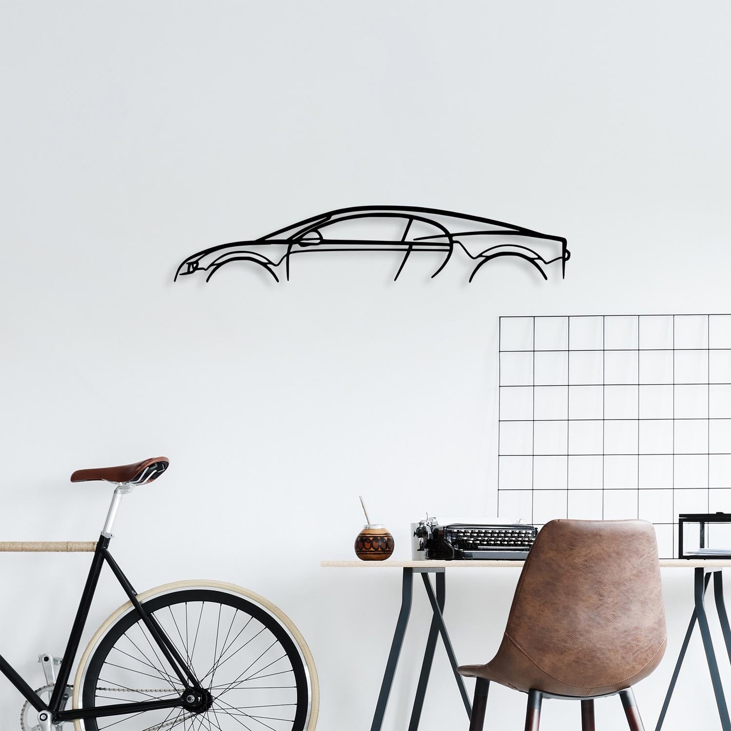 Bugatti Veyron Silhouette in Schwarz präsentiert im Onlineshop von KAQTU Design AG. Wanddeko ist von Wallity