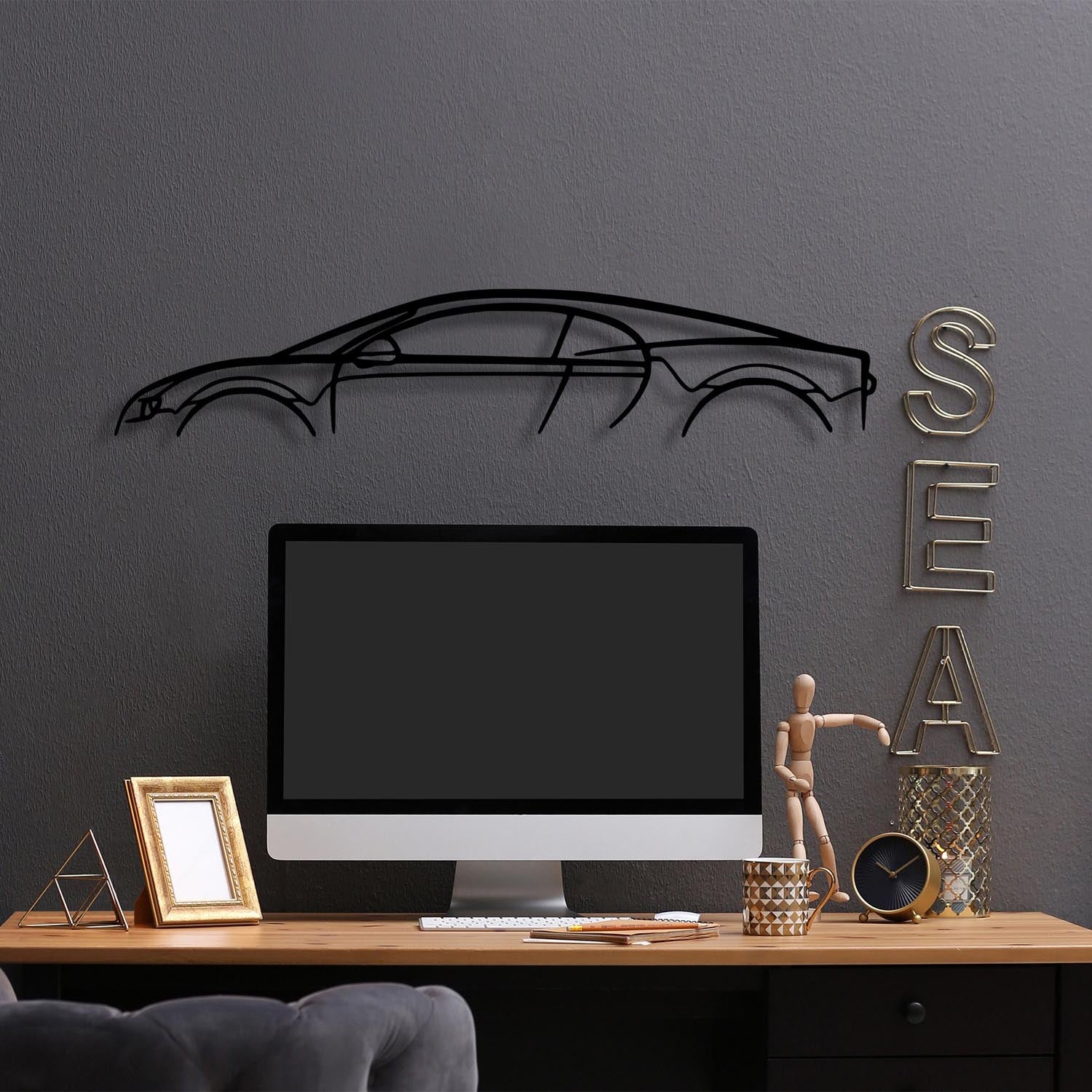 Bugatti Veyron Silhouette in Schwarz präsentiert im Onlineshop von KAQTU Design AG. Wanddeko ist von Wallity