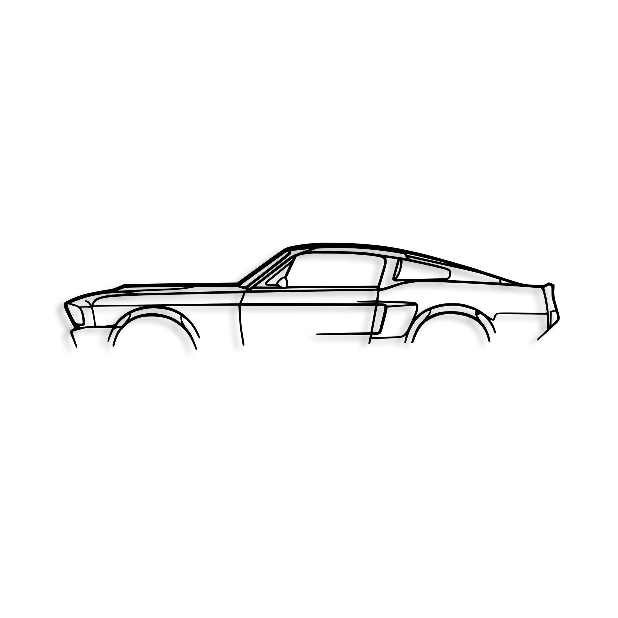 1967 Ford Mustang Shelby GT500 Silhouette in Schwarz präsentiert im Onlineshop von KAQTU Design AG. Wanddeko ist von Wallity