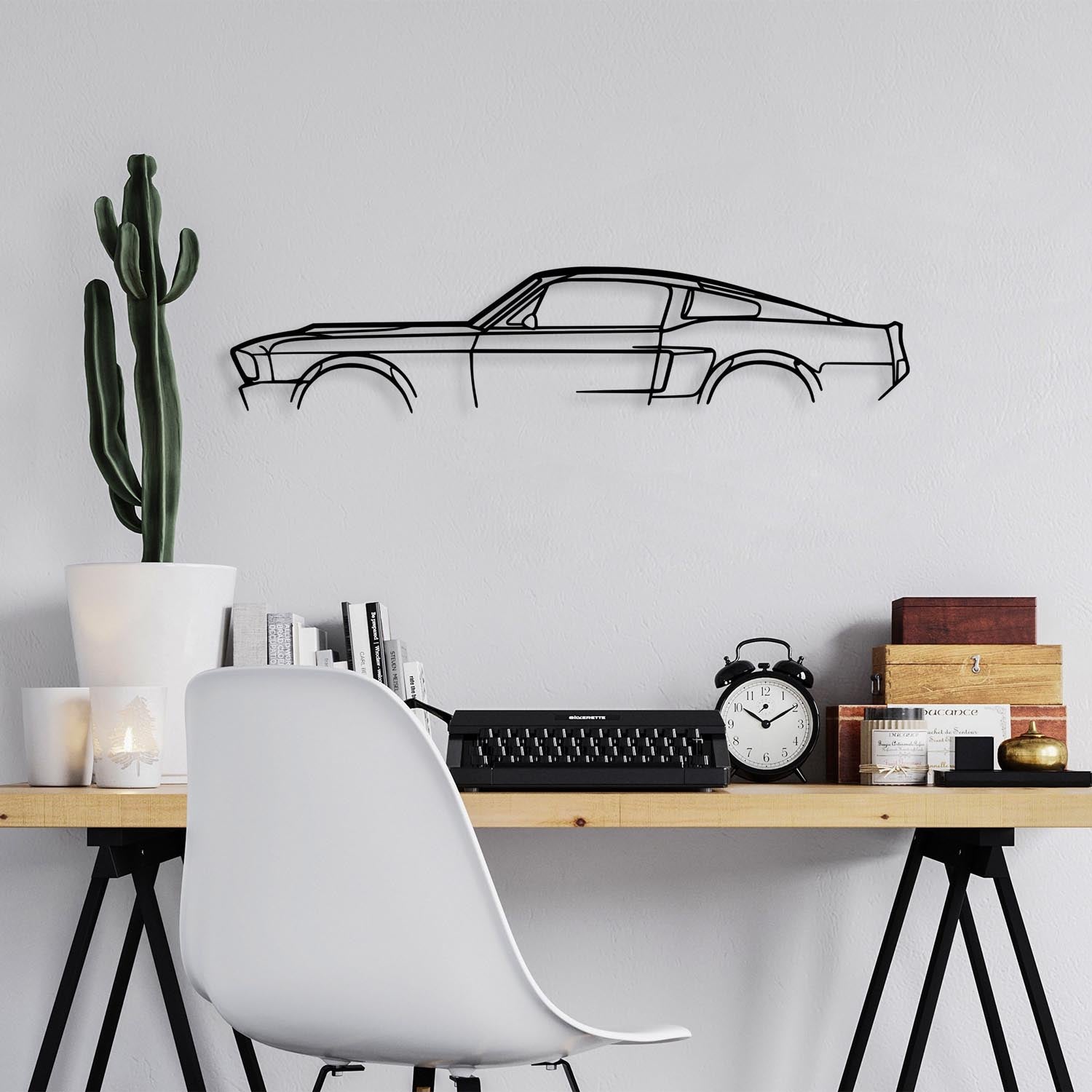 1967 Ford Mustang Shelby GT500 Silhouette in Schwarz präsentiert im Onlineshop von KAQTU Design AG. Wanddeko ist von Wallity