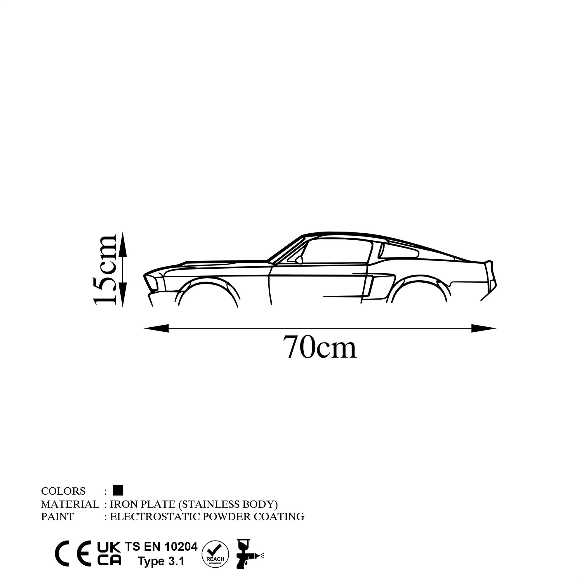 1967 Ford Mustang Shelby GT500 Silhouette in Schwarz präsentiert im Onlineshop von KAQTU Design AG. Wanddeko ist von Wallity