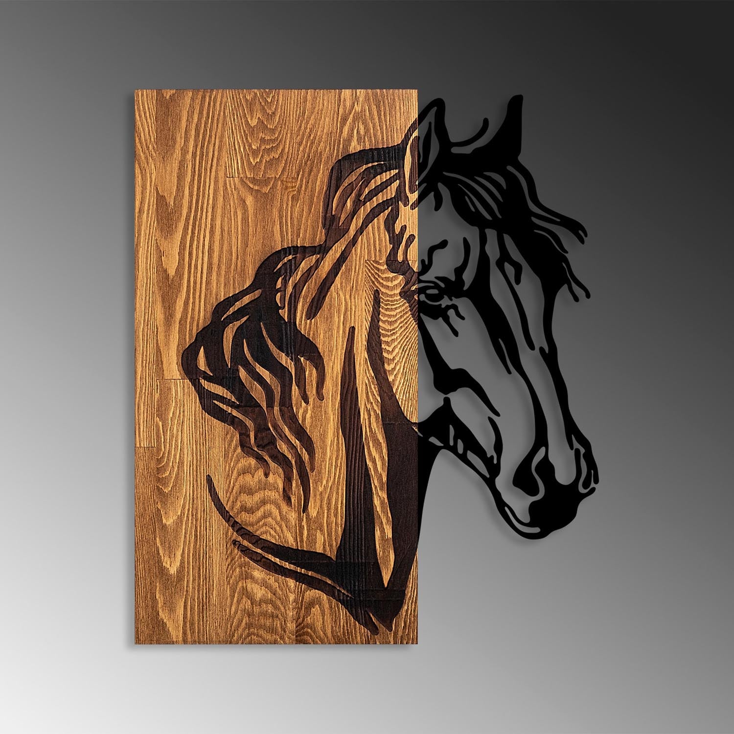 Horse 1 in Walnuss Schwarz präsentiert im Onlineshop von KAQTU Design AG. Wanddeko ist von Wallity