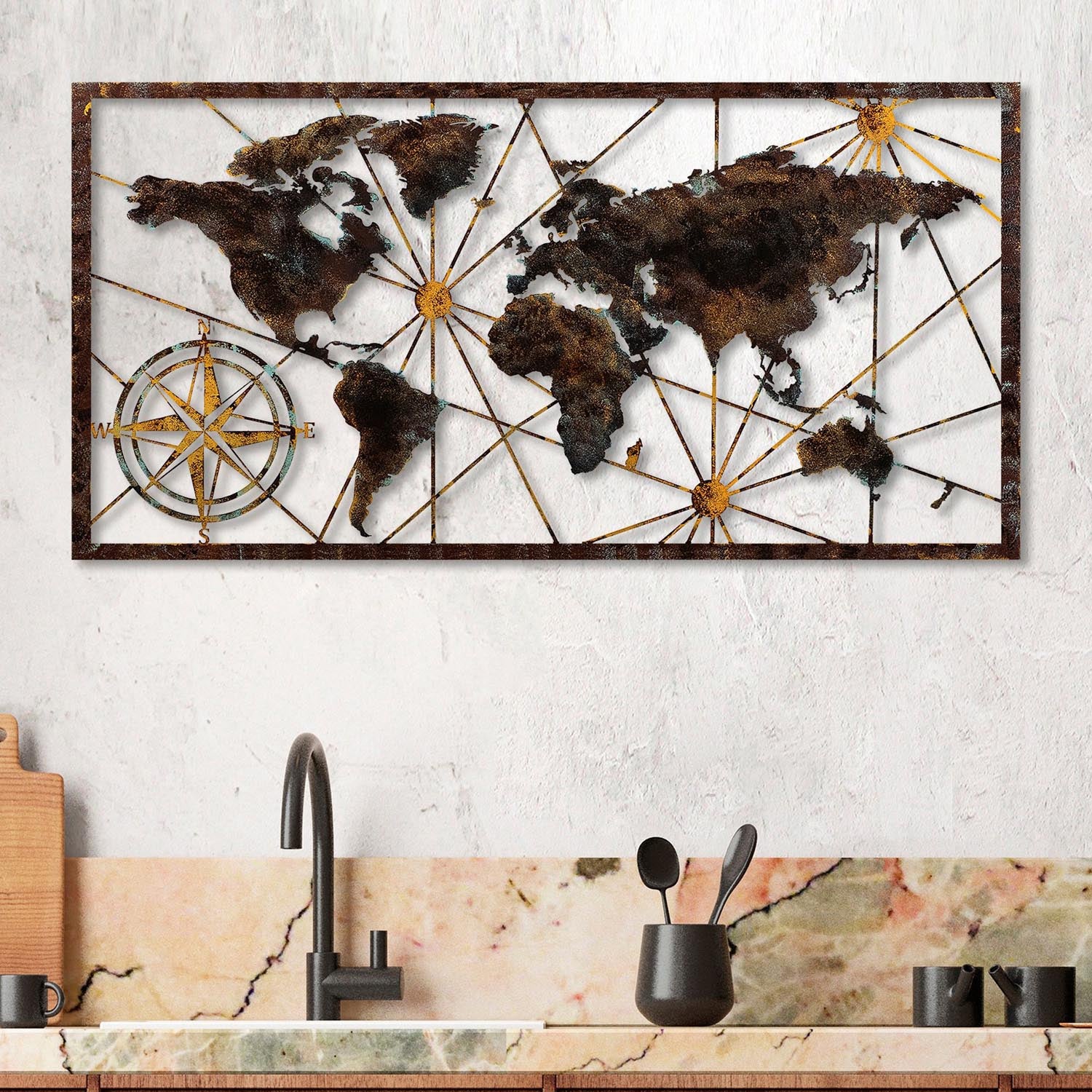 World Map Large - 1 in Mehrfarbig präsentiert im Onlineshop von KAQTU Design AG. Wanddeko ist von Wallity