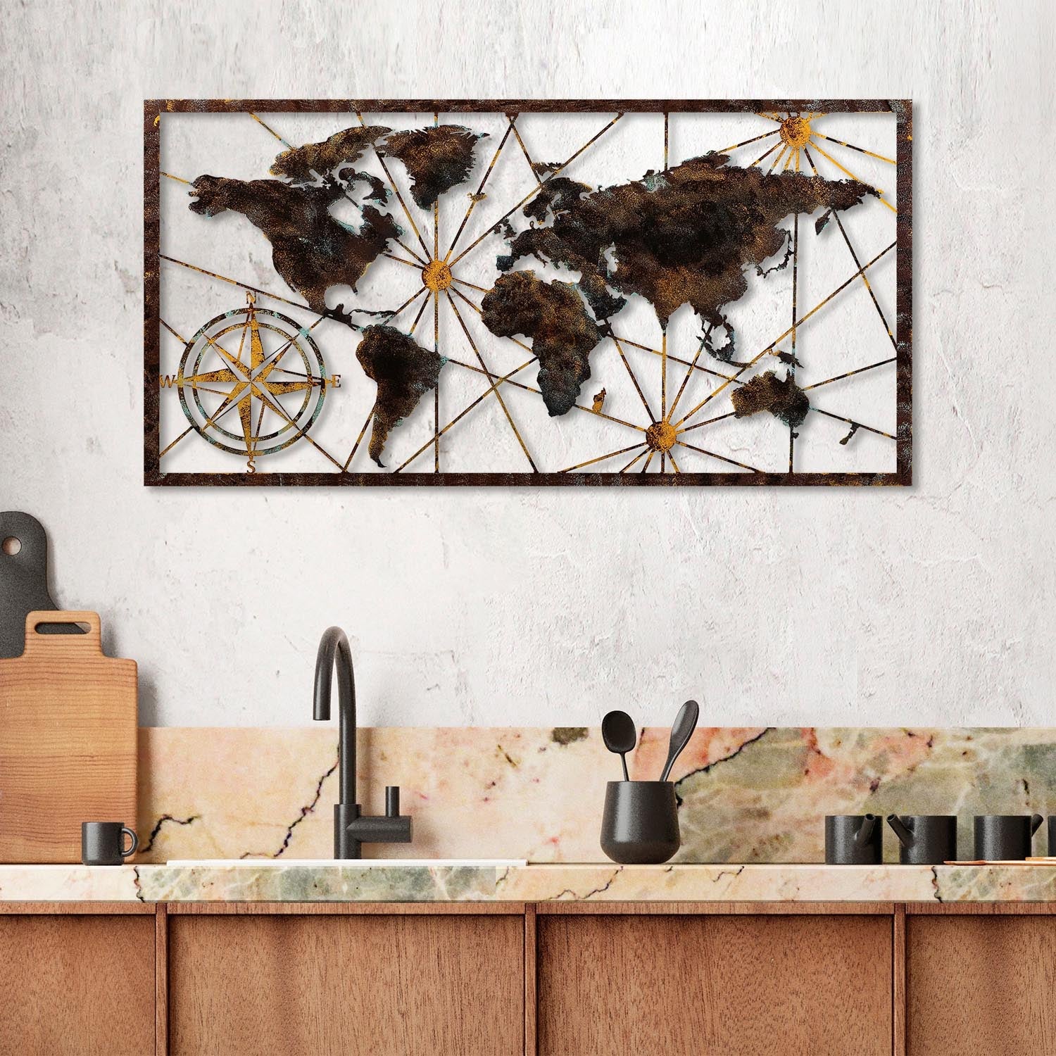 World Map Large - 1 in Mehrfarbig präsentiert im Onlineshop von KAQTU Design AG. Wanddeko ist von Wallity