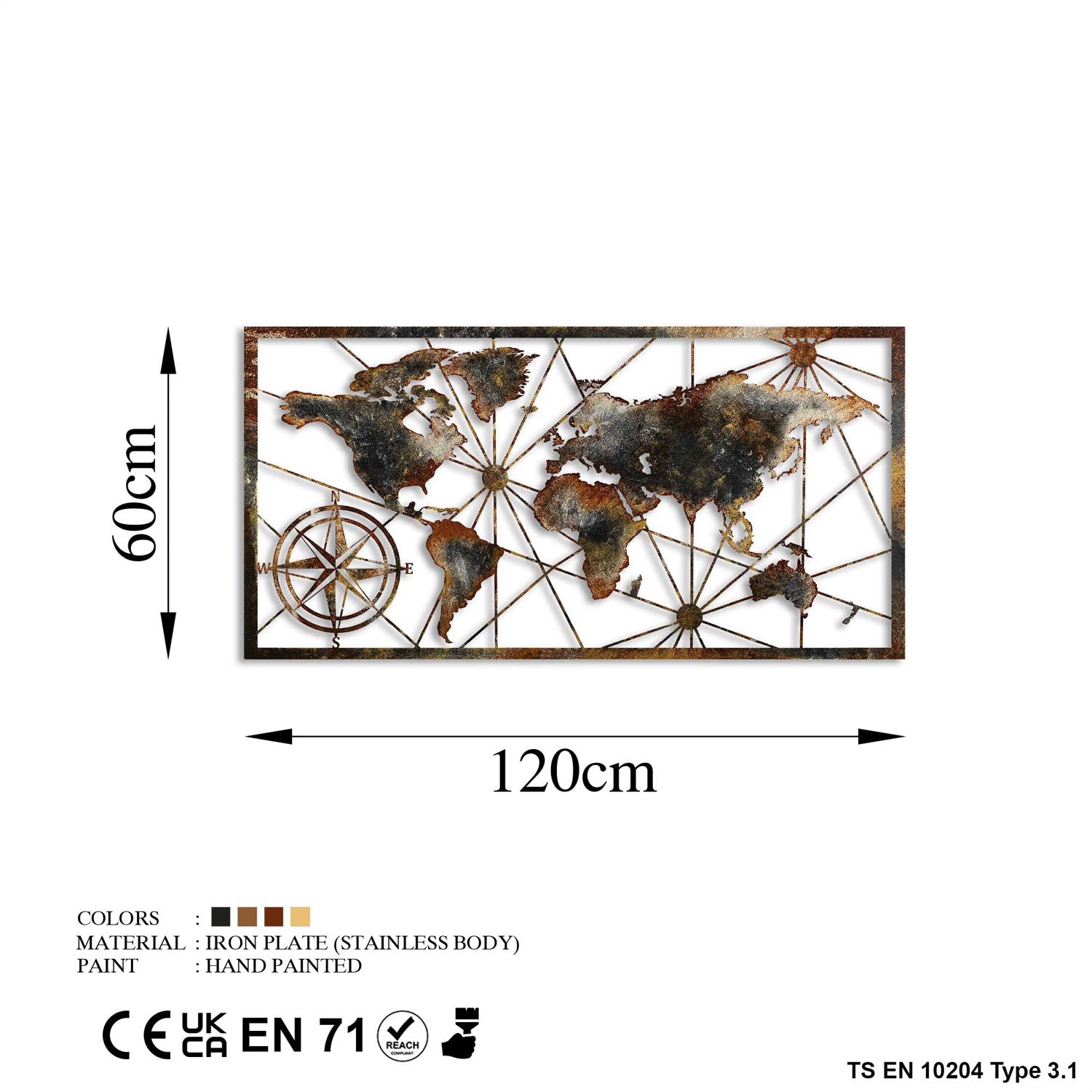 World Map Large - 3 in Mehrfarbig präsentiert im Onlineshop von KAQTU Design AG. Wanddeko ist von Wallity