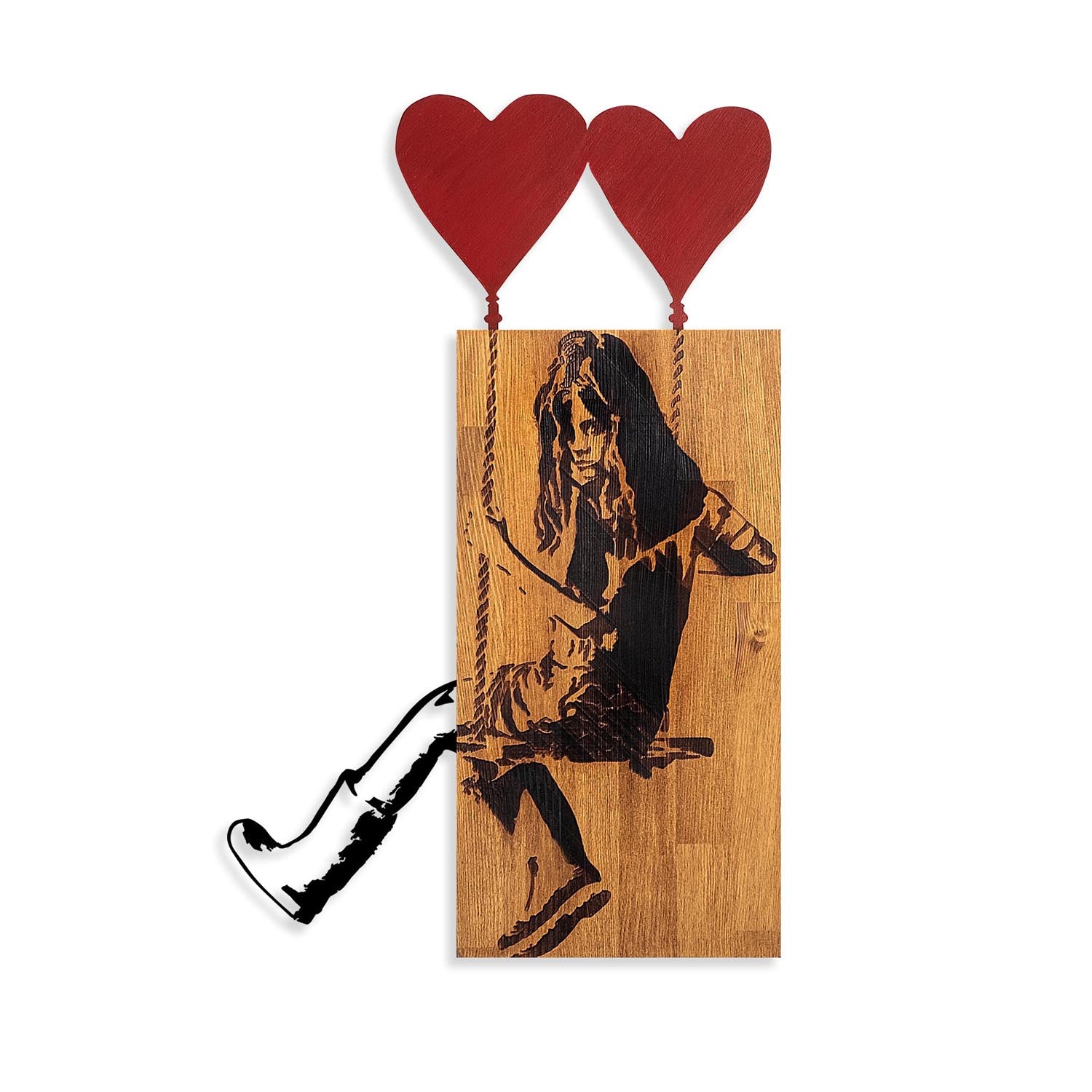 Banksy - 18 in Walnuss Schwarz präsentiert im Onlineshop von KAQTU Design AG. Wanddeko ist von Wallity