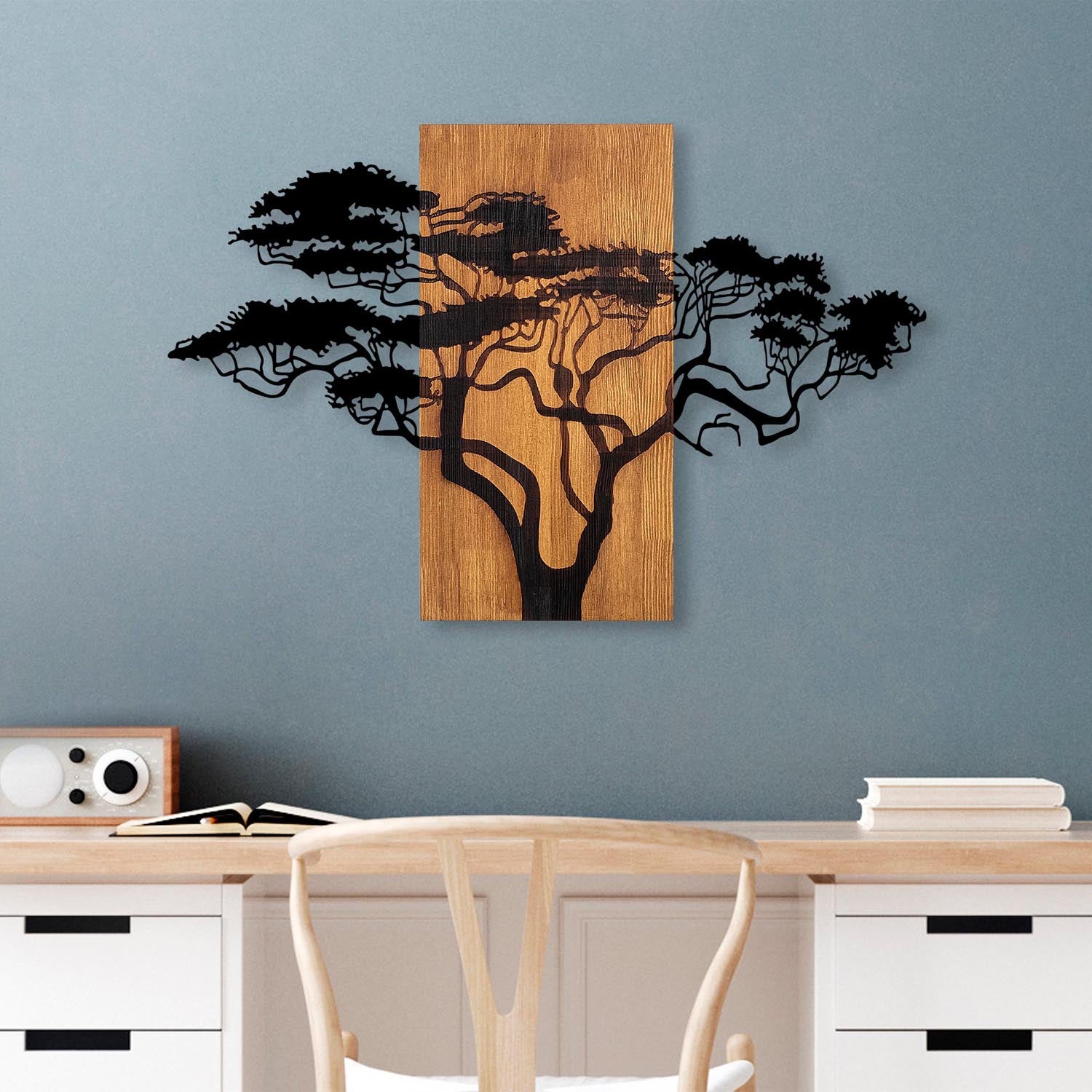 Acacia Tree - 387 in Walnuss Schwarz präsentiert im Onlineshop von KAQTU Design AG. Wanddeko ist von Wallity