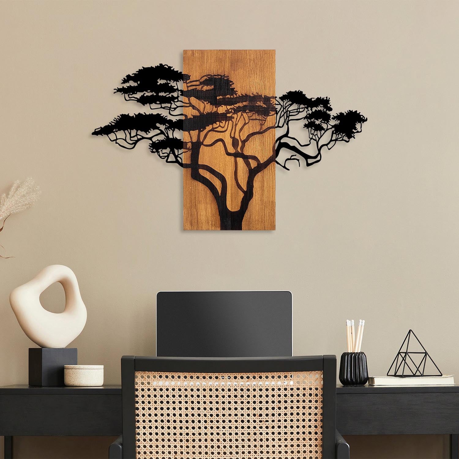 Acacia Tree - 387 in Walnuss Schwarz präsentiert im Onlineshop von KAQTU Design AG. Wanddeko ist von Wallity
