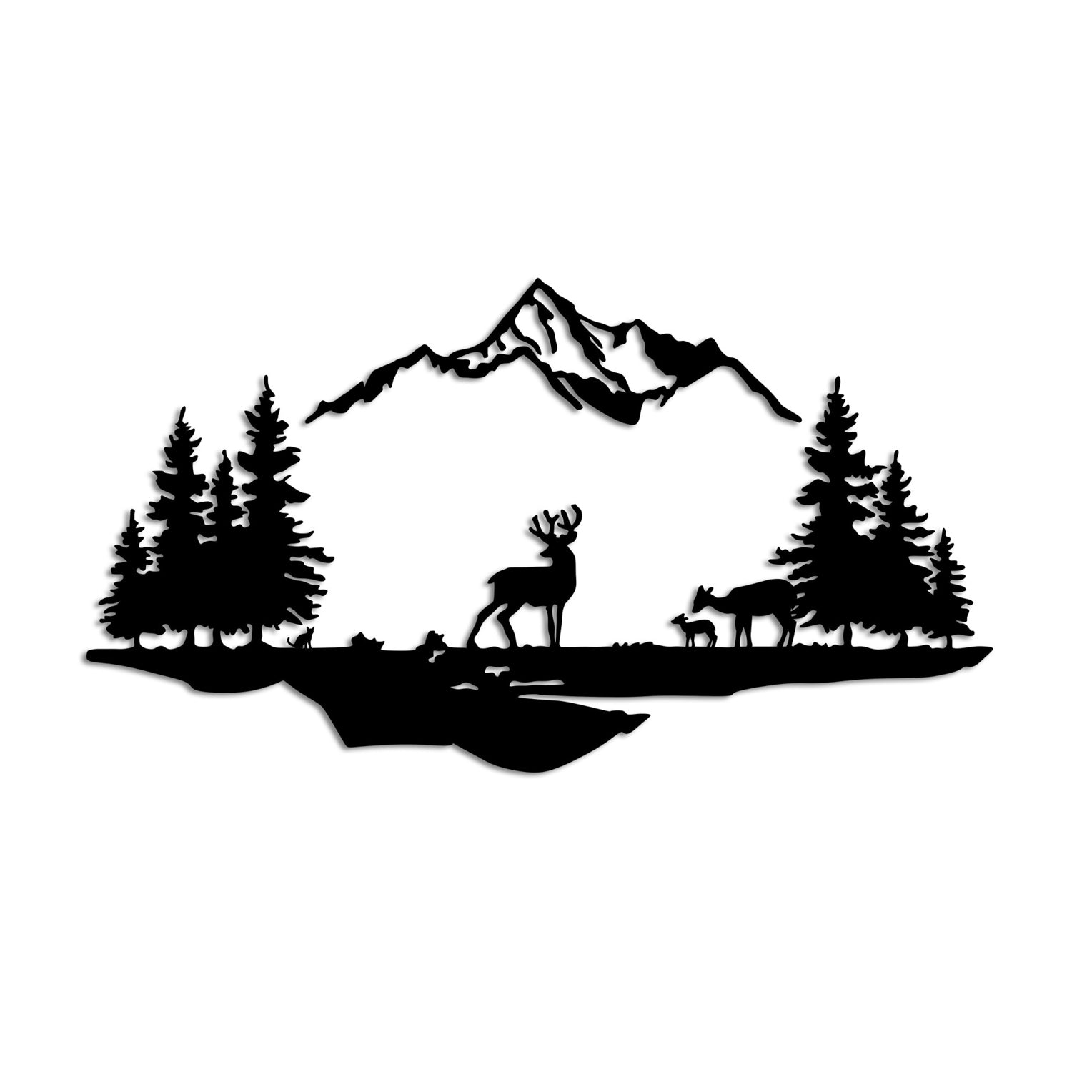 Deer And Landscape - 1 in Schwarz präsentiert im Onlineshop von KAQTU Design AG. Wanddeko ist von Wallity