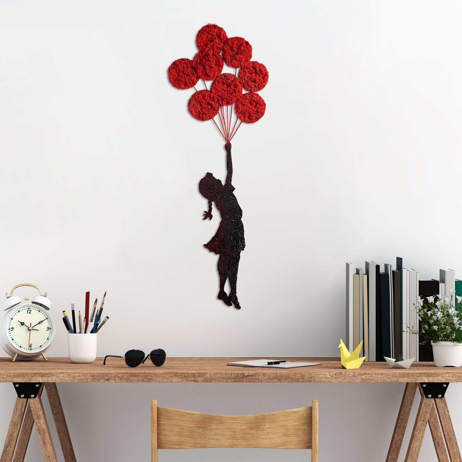 Banksy - 11-1 in Rot Schwarz präsentiert im Onlineshop von KAQTU Design AG. Wanddeko ist von Wallity