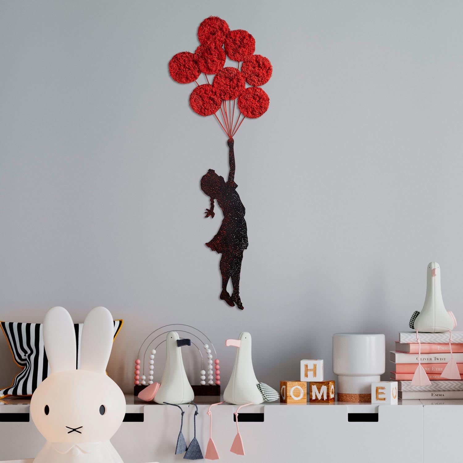 Banksy - 11-1 in Rot Schwarz präsentiert im Onlineshop von KAQTU Design AG. Wanddeko ist von Wallity