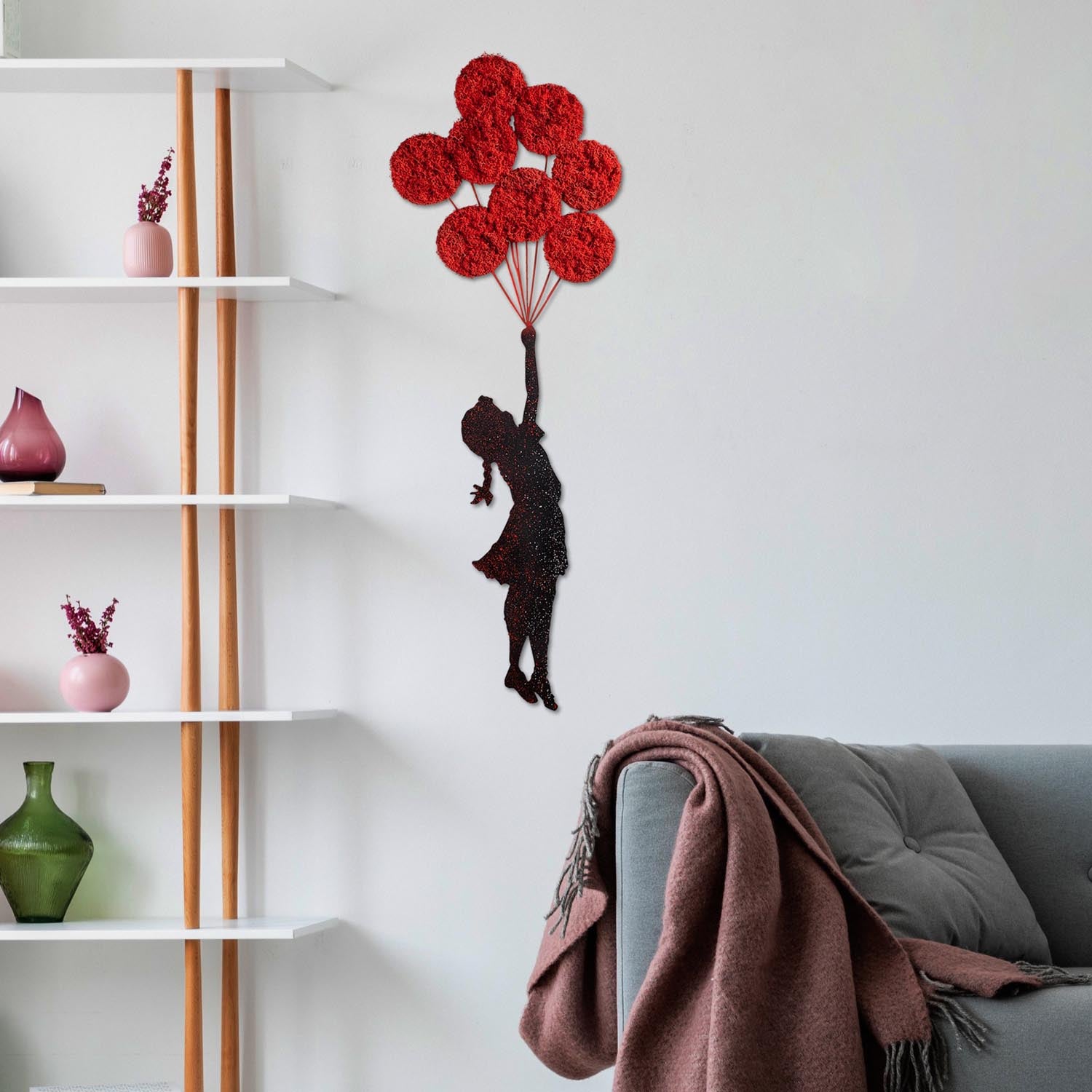 Banksy - 11-1 in Rot Schwarz präsentiert im Onlineshop von KAQTU Design AG. Wanddeko ist von Wallity