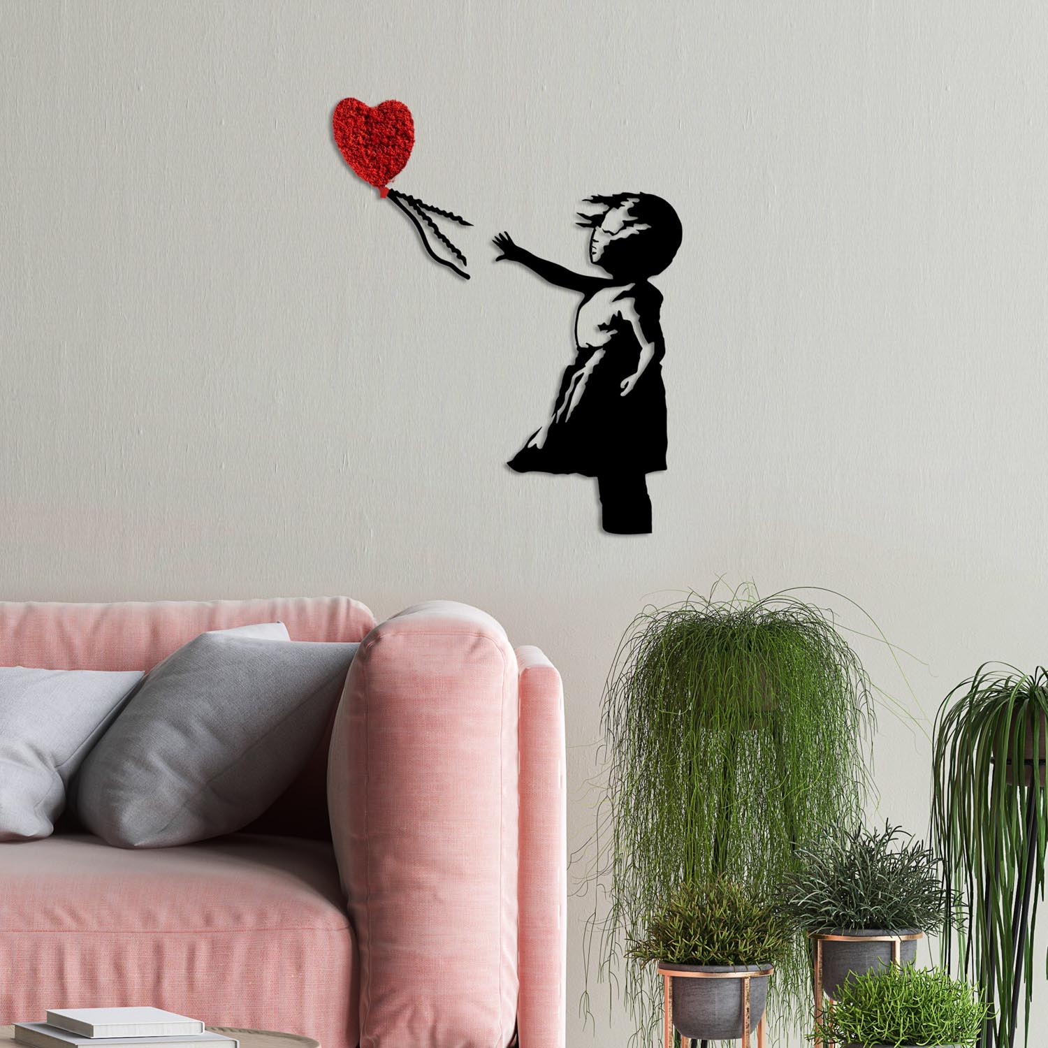 Banksy - 13-1 in Rot Schwarz präsentiert im Onlineshop von KAQTU Design AG. Wanddeko ist von Wallity