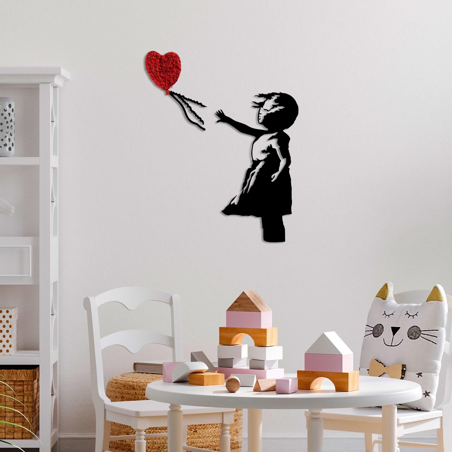 Banksy - 13-1 in Rot Schwarz präsentiert im Onlineshop von KAQTU Design AG. Wanddeko ist von Wallity