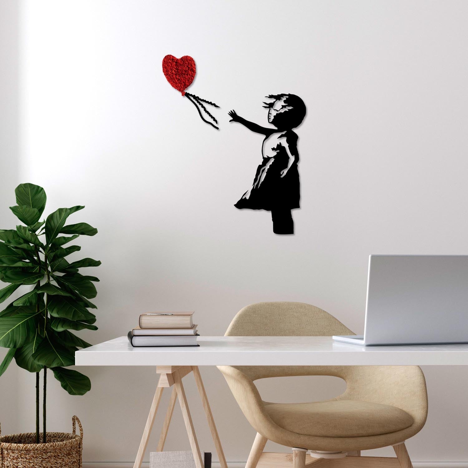 Banksy - 13-1 in Rot Schwarz präsentiert im Onlineshop von KAQTU Design AG. Wanddeko ist von Wallity