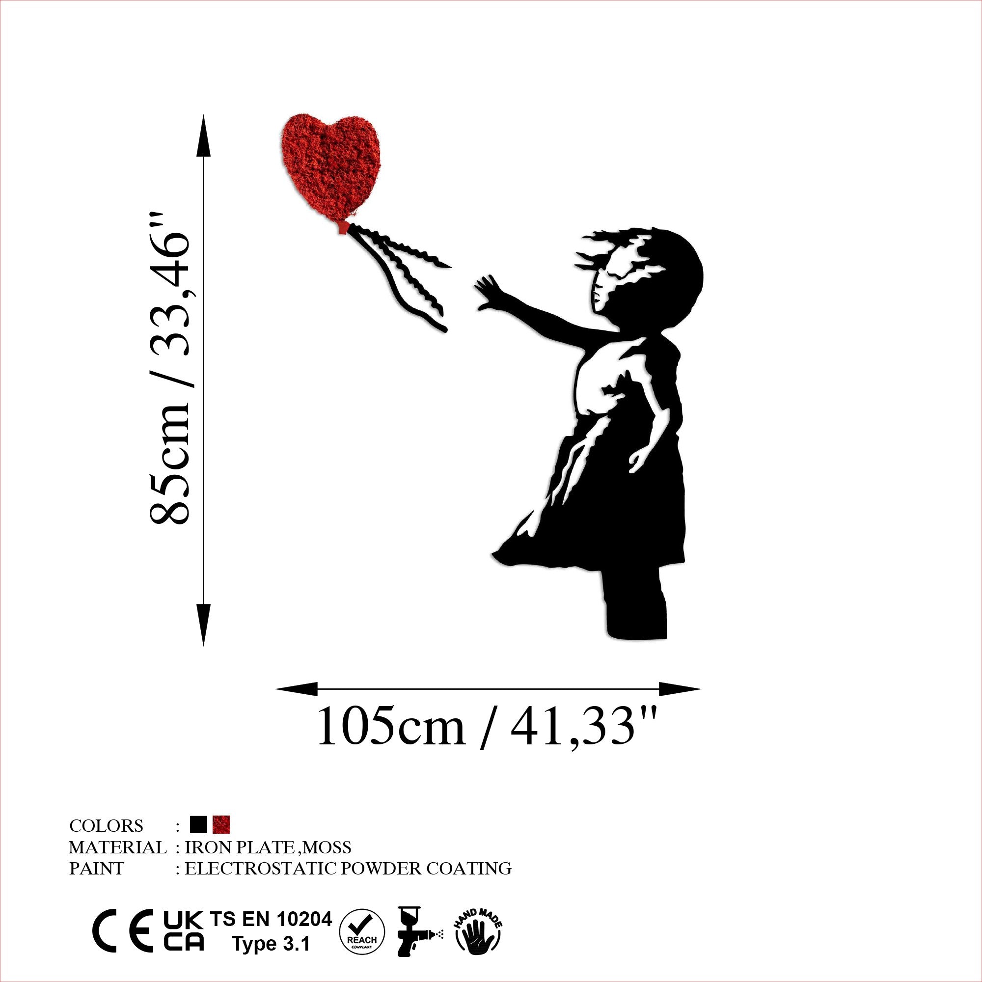 Banksy - 13-1 in Rot Schwarz präsentiert im Onlineshop von KAQTU Design AG. Wanddeko ist von Wallity