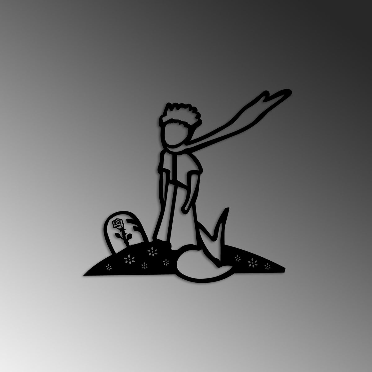 The Little Prince Wanddeko - Schwarz in Schwarz präsentiert im Onlineshop von KAQTU Design AG. Wanddeko ist von Wallity