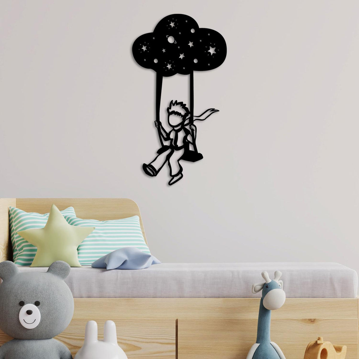 The Little Prince Wanddeko - Schwarz in Schwarz präsentiert im Onlineshop von KAQTU Design AG. Wanddeko ist von Wallity