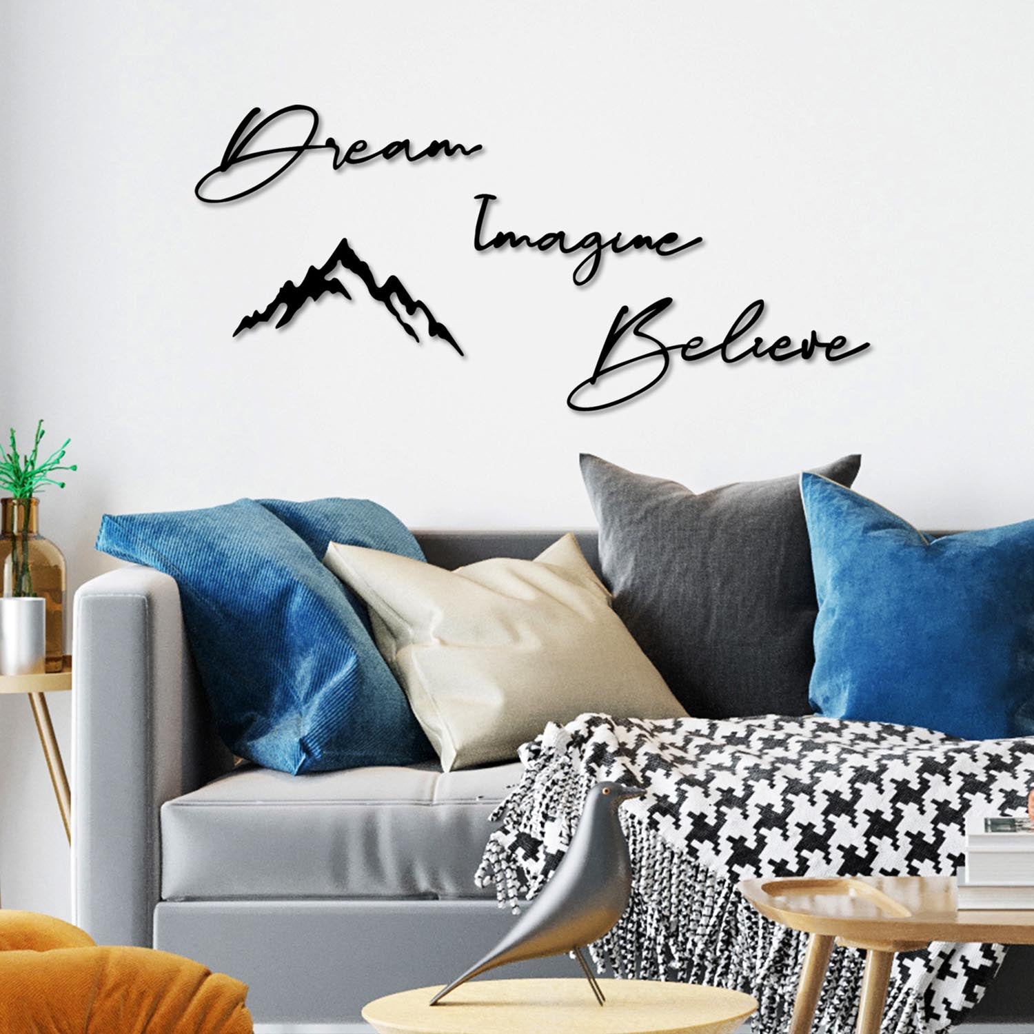 Dream Imagine Belive in Schwarz präsentiert im Onlineshop von KAQTU Design AG. Wanddeko ist von Wallity