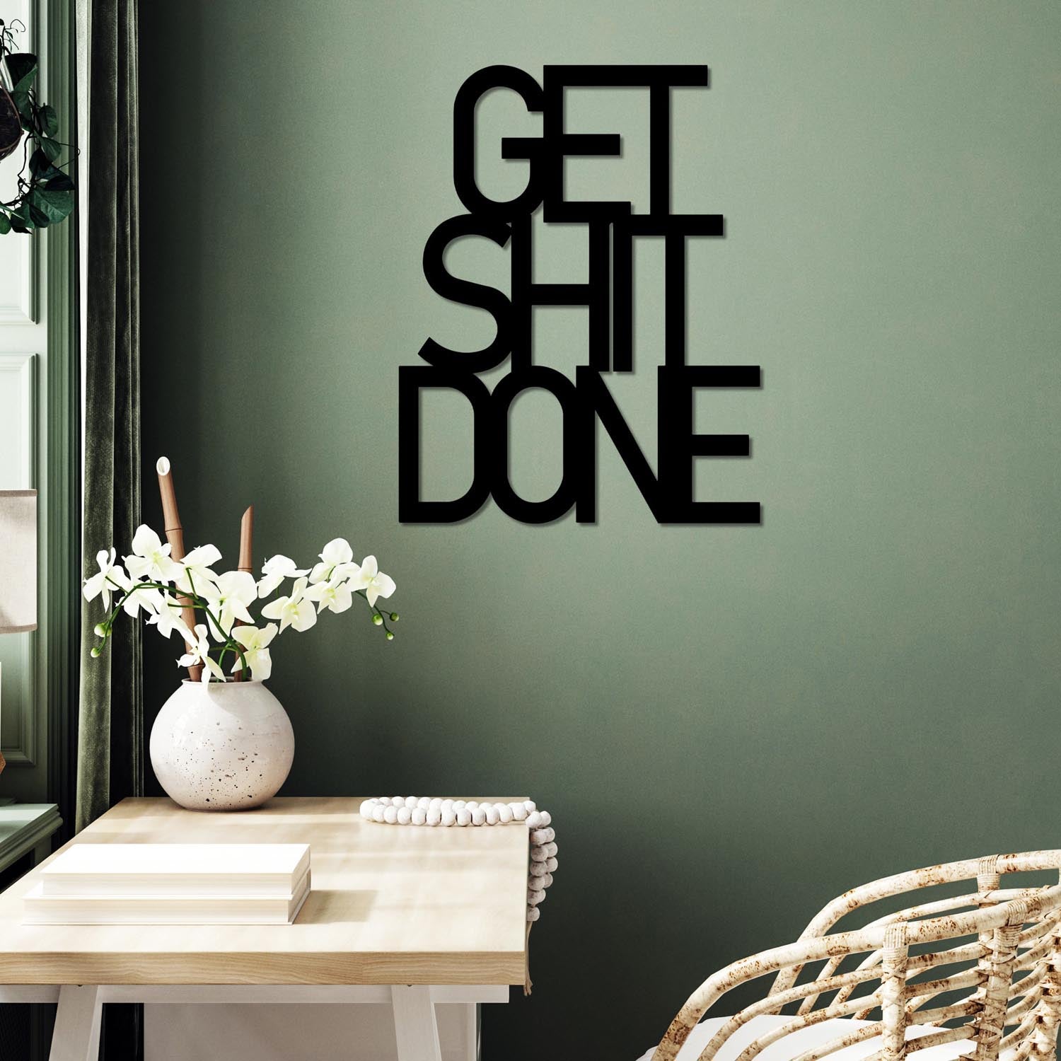 Get Shit Done 15 in Schwarz präsentiert im Onlineshop von KAQTU Design AG. Wanddeko ist von Wallity