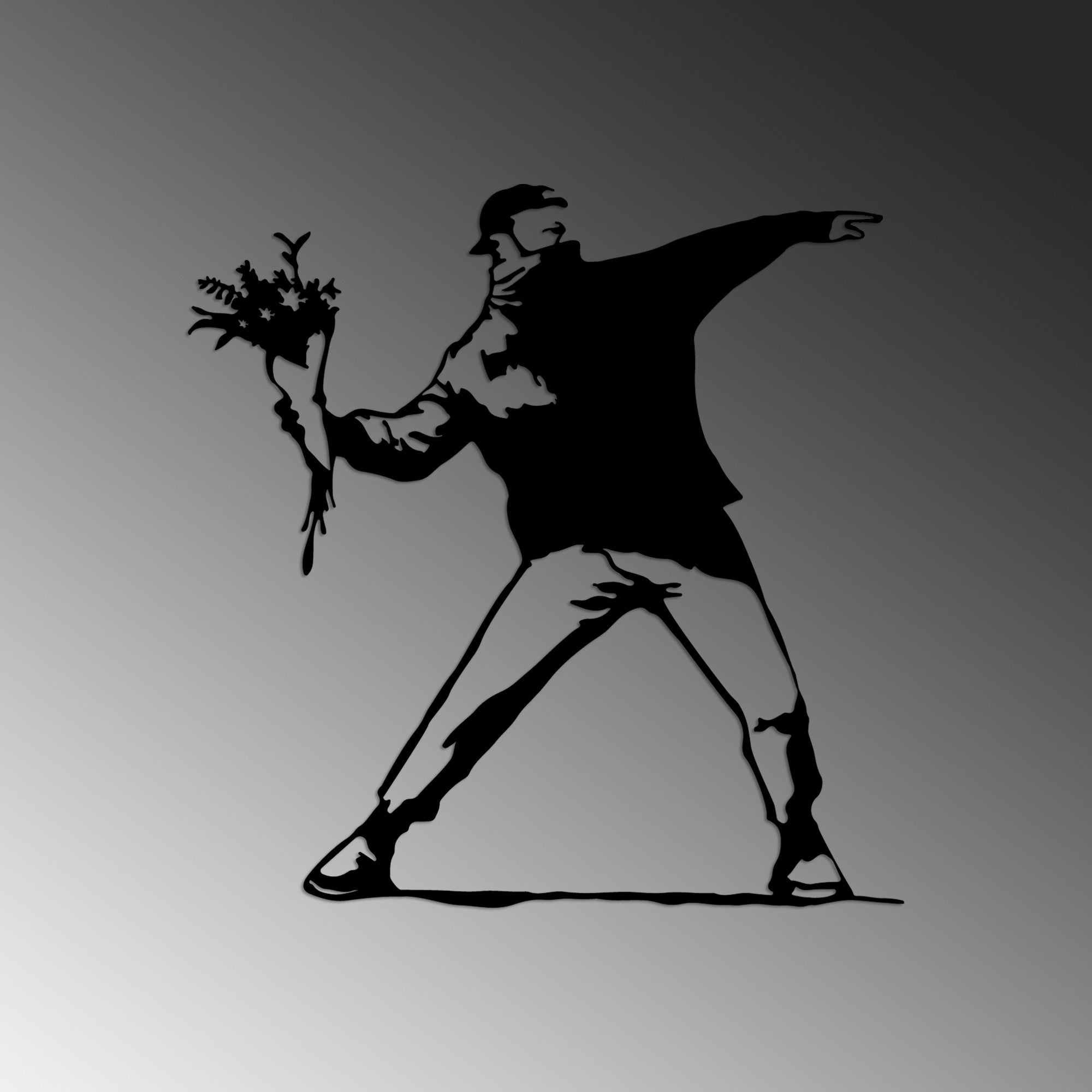 Banksy Metal 01 in Schwarz präsentiert im Onlineshop von KAQTU Design AG. Wanddeko ist von Wallity