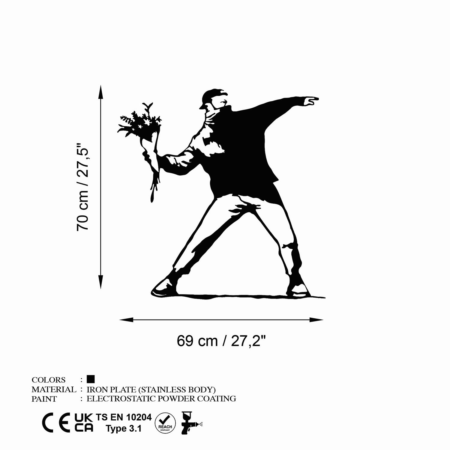 Banksy Metal 01 in Schwarz präsentiert im Onlineshop von KAQTU Design AG. Wanddeko ist von Wallity
