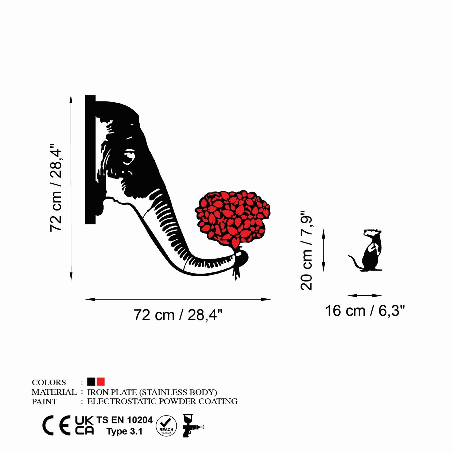 Banksy Metal 04 in Schwarz Rot präsentiert im Onlineshop von KAQTU Design AG. Wanddeko ist von Wallity