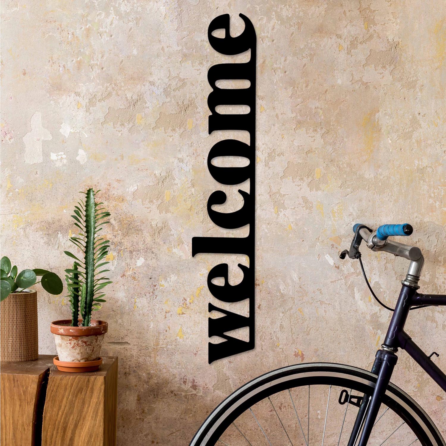 Welcome-5 in Schwarz präsentiert im Onlineshop von KAQTU Design AG. Wanddeko ist von Wallity