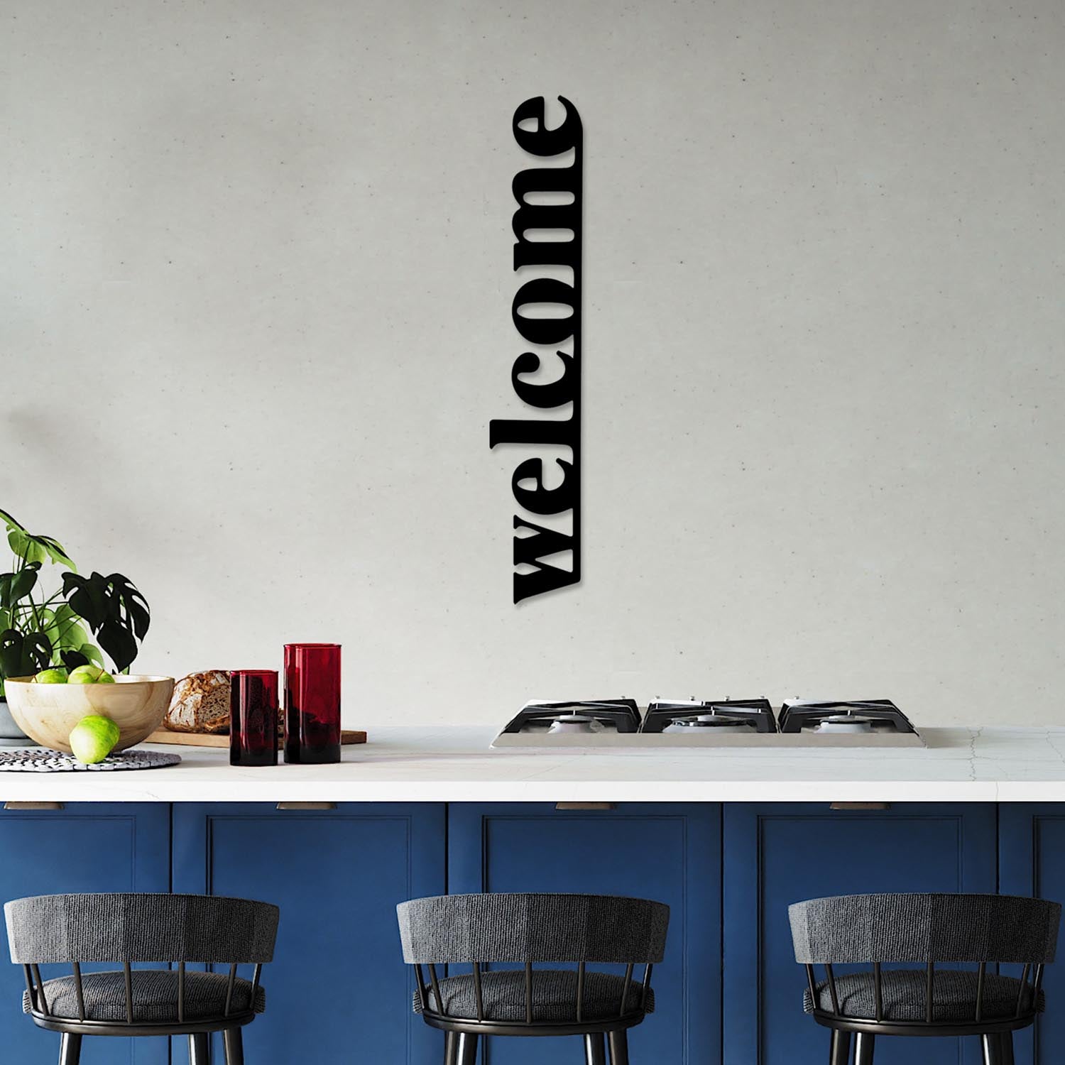 Welcome-5 in Schwarz präsentiert im Onlineshop von KAQTU Design AG. Wanddeko ist von Wallity