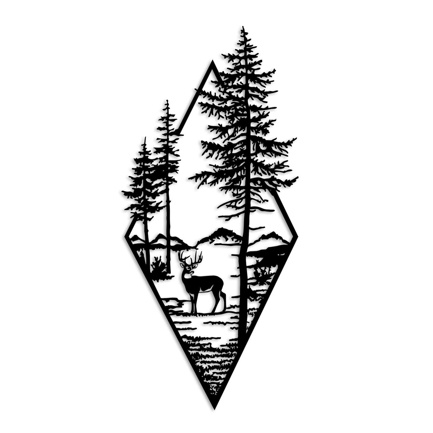 Deer - Black in Schwarz präsentiert im Onlineshop von KAQTU Design AG. Wanddeko ist von Wallity