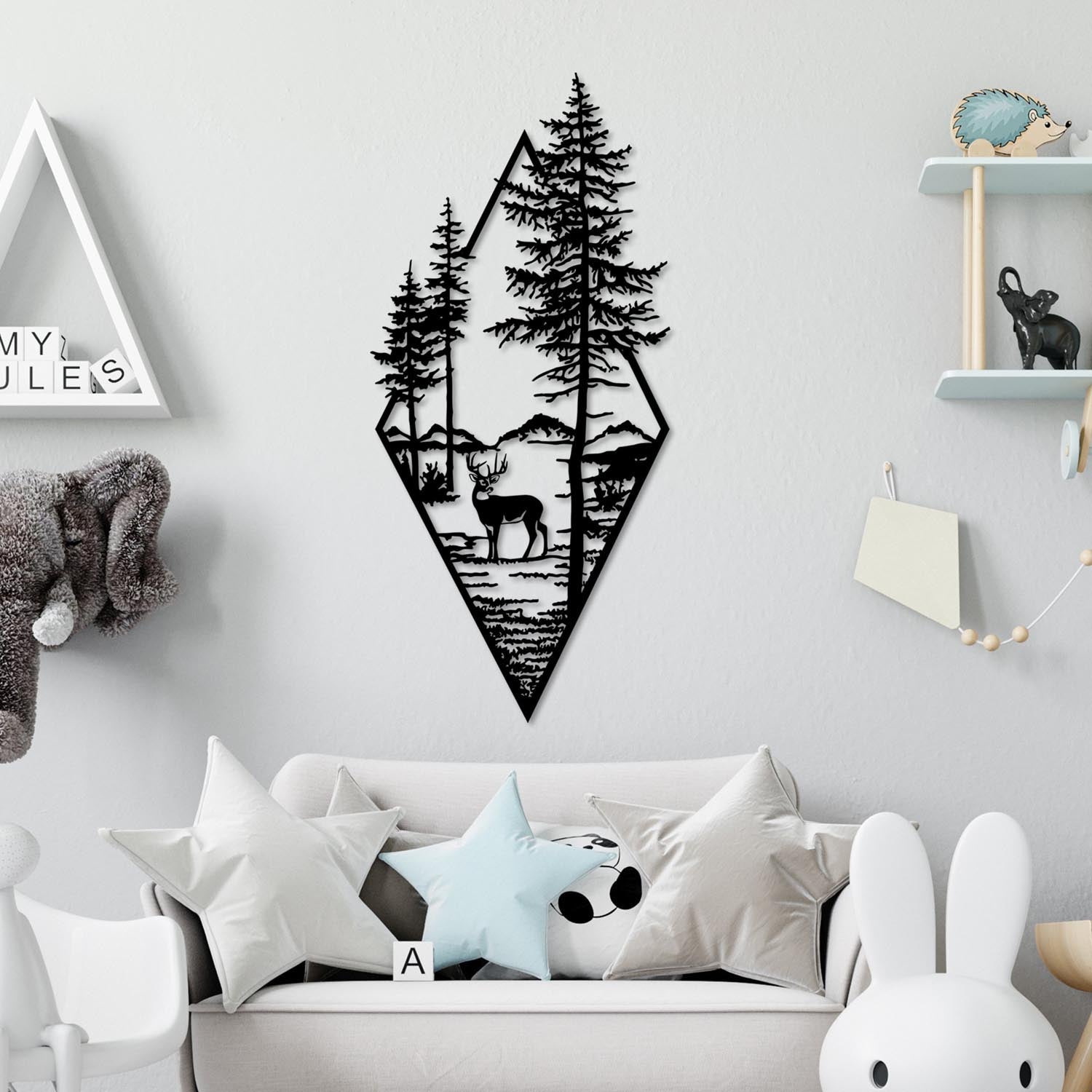 Deer - Black in Schwarz präsentiert im Onlineshop von KAQTU Design AG. Wanddeko ist von Wallity
