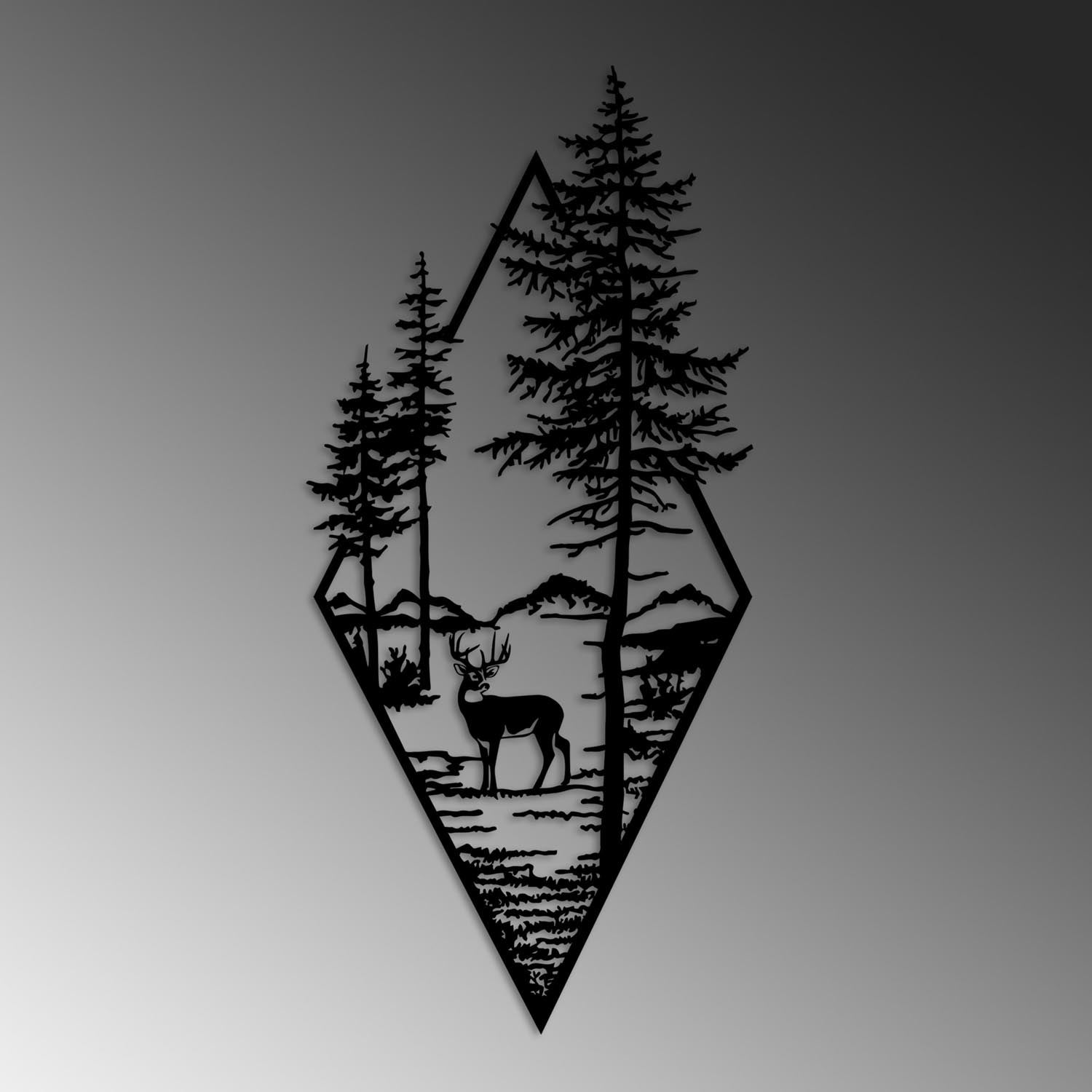 Deer - Black in Schwarz präsentiert im Onlineshop von KAQTU Design AG. Wanddeko ist von Wallity