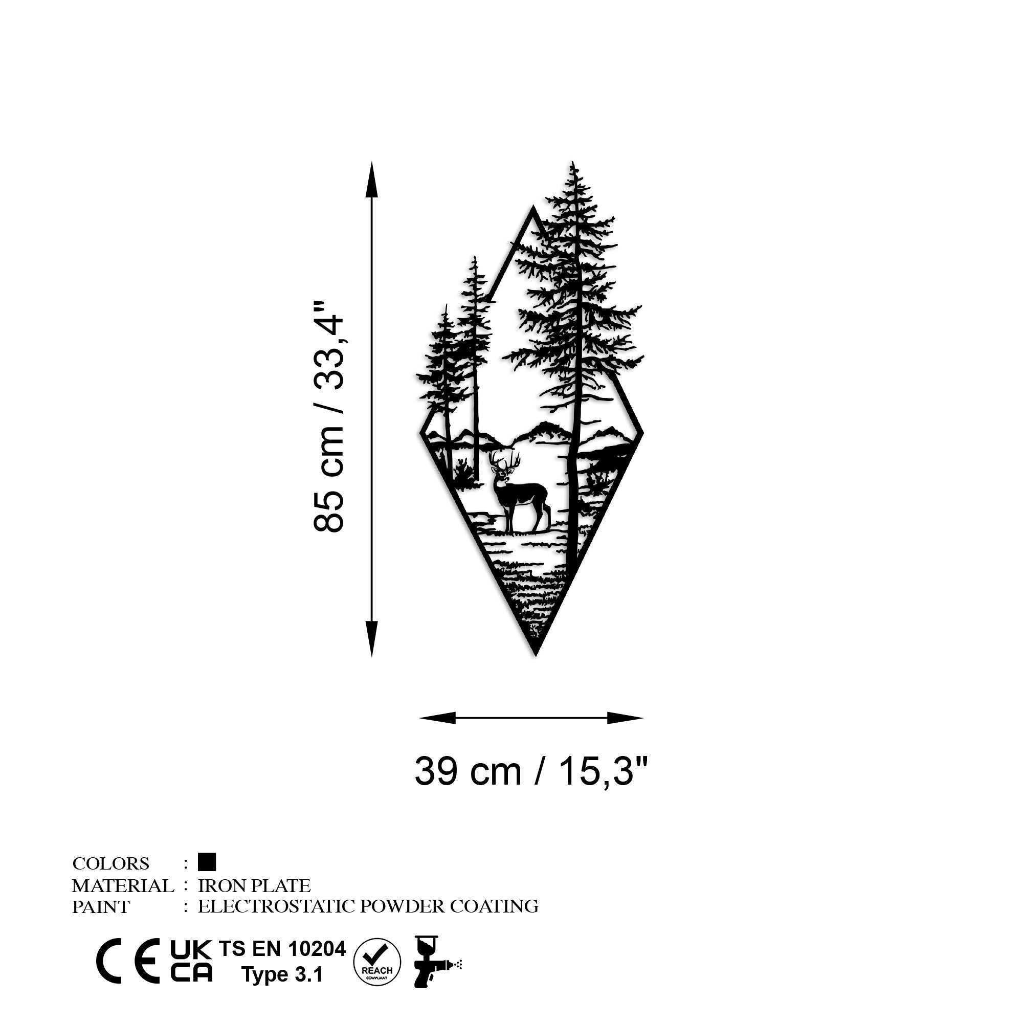 Deer - Black in Schwarz präsentiert im Onlineshop von KAQTU Design AG. Wanddeko ist von Wallity
