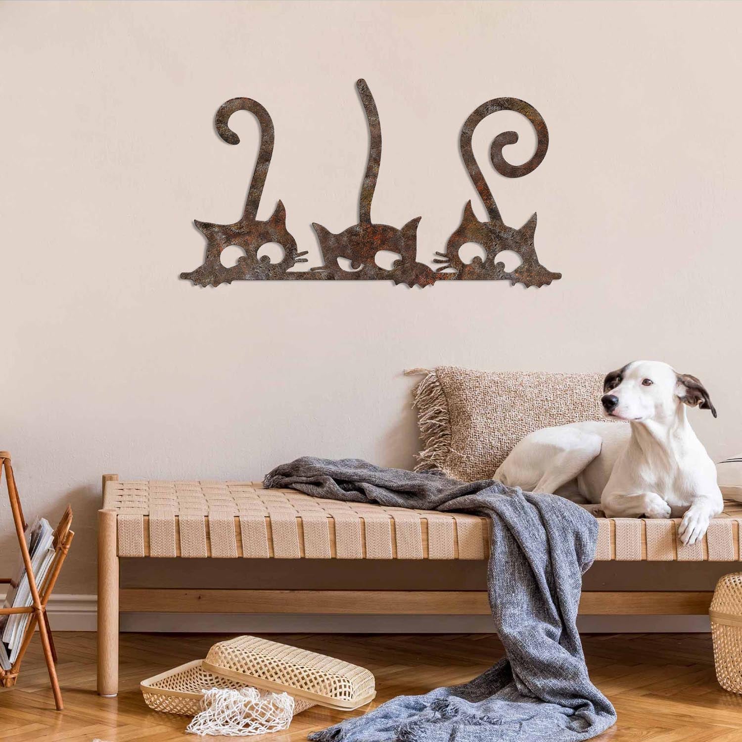 Rusty Cats 1 in Antiquation präsentiert im Onlineshop von KAQTU Design AG. Wanddeko ist von Wallity