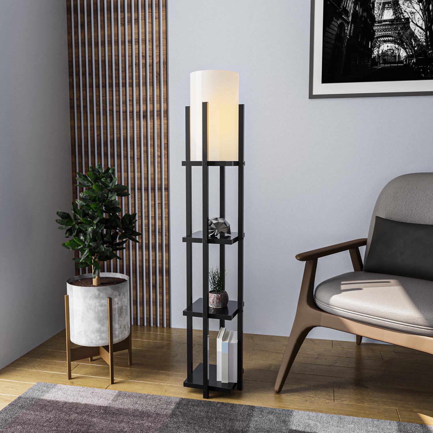 Shelf Lamp - 8111 in Schwarz präsentiert im Onlineshop von KAQTU Design AG. Stehleuchte ist von Opviq