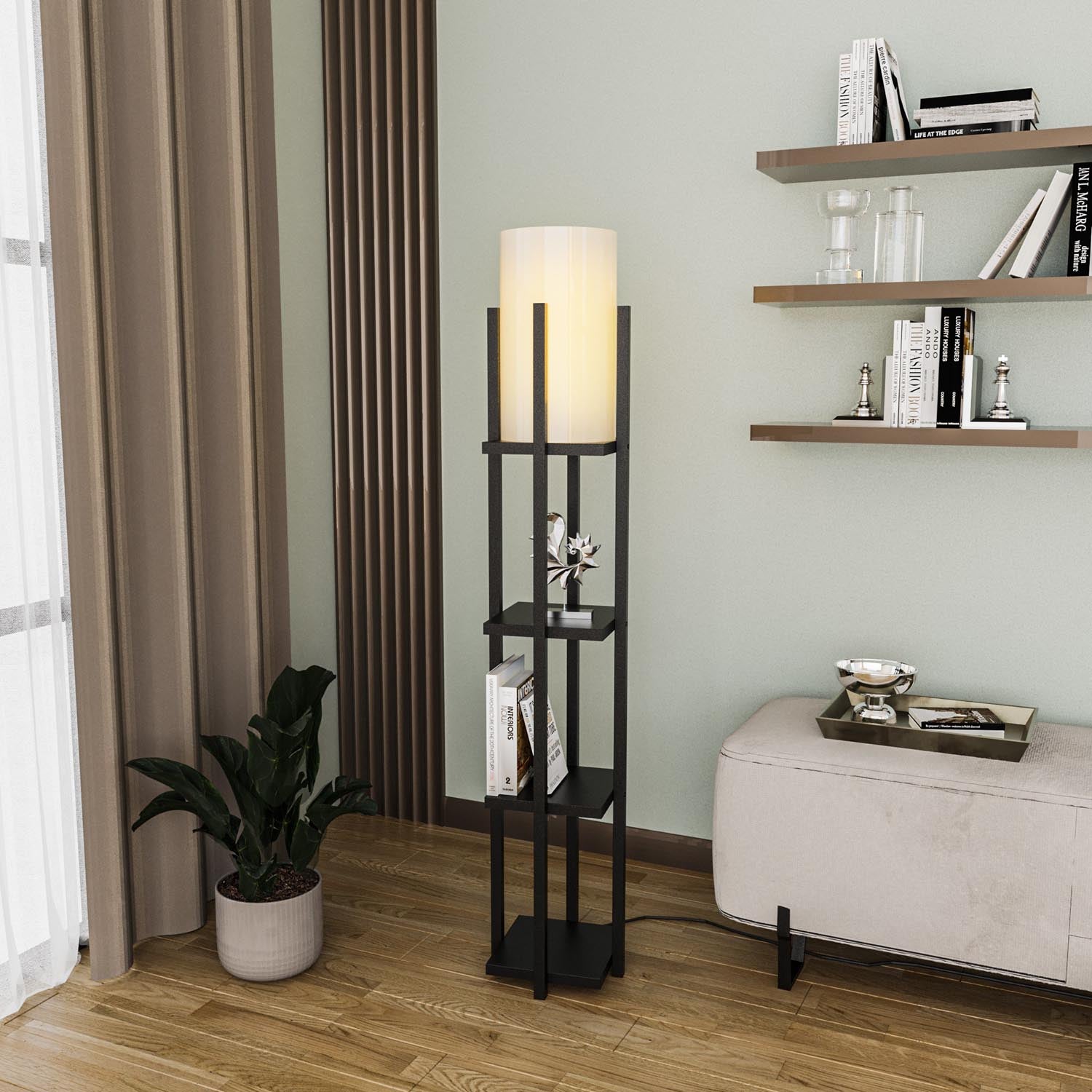 Shelf Lamp - 8111 in Schwarz präsentiert im Onlineshop von KAQTU Design AG. Stehleuchte ist von Opviq