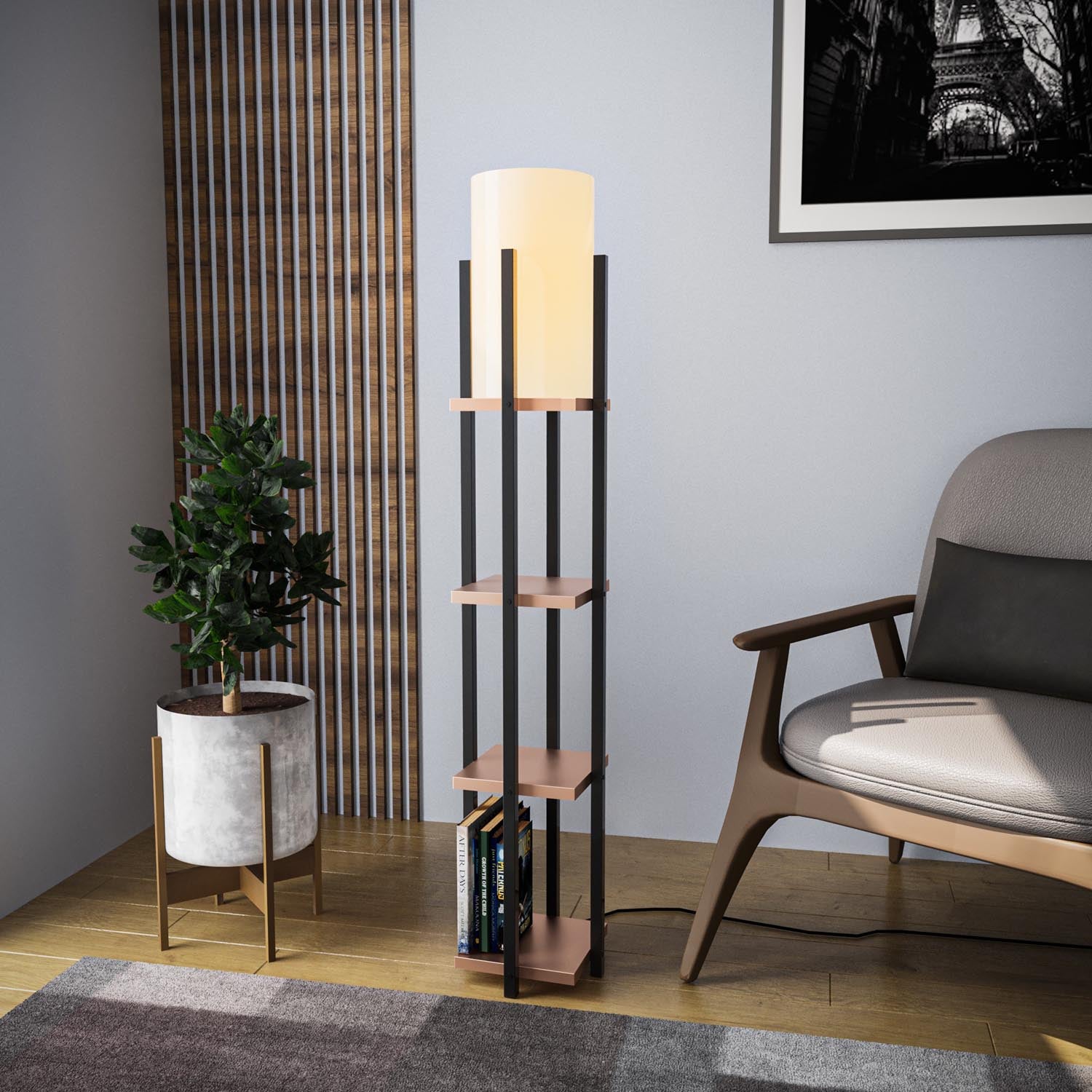 Shelf Lamp - 8113 in Schwarz
 Kupfer präsentiert im Onlineshop von KAQTU Design AG. Stehleuchte ist von Opviq