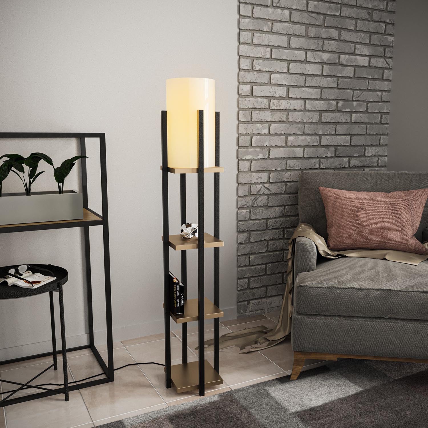 Shelf Lamp - 8115 in Schwarz Gold präsentiert im Onlineshop von KAQTU Design AG. Stehleuchte ist von Opviq