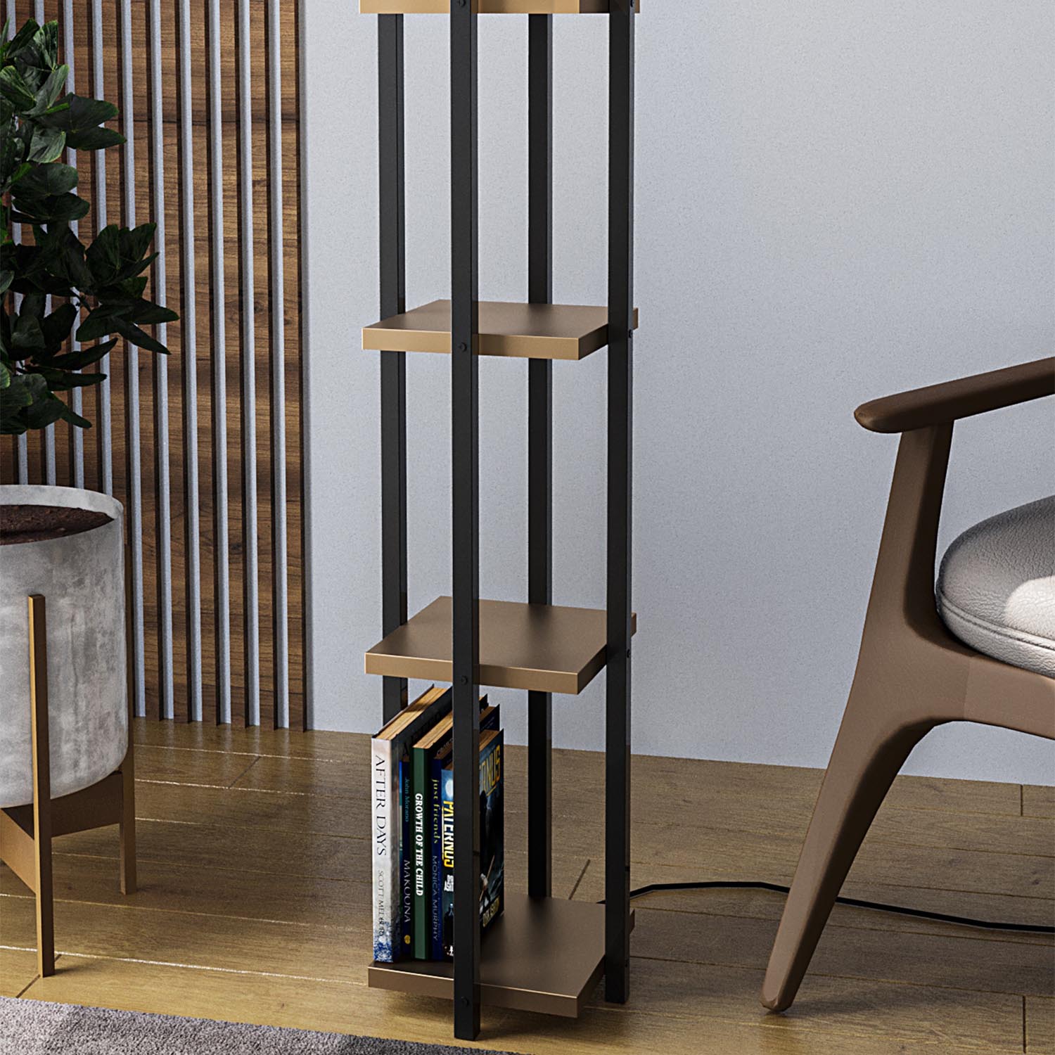 Shelf Lamp - 8115 in Schwarz Gold präsentiert im Onlineshop von KAQTU Design AG. Stehleuchte ist von Opviq