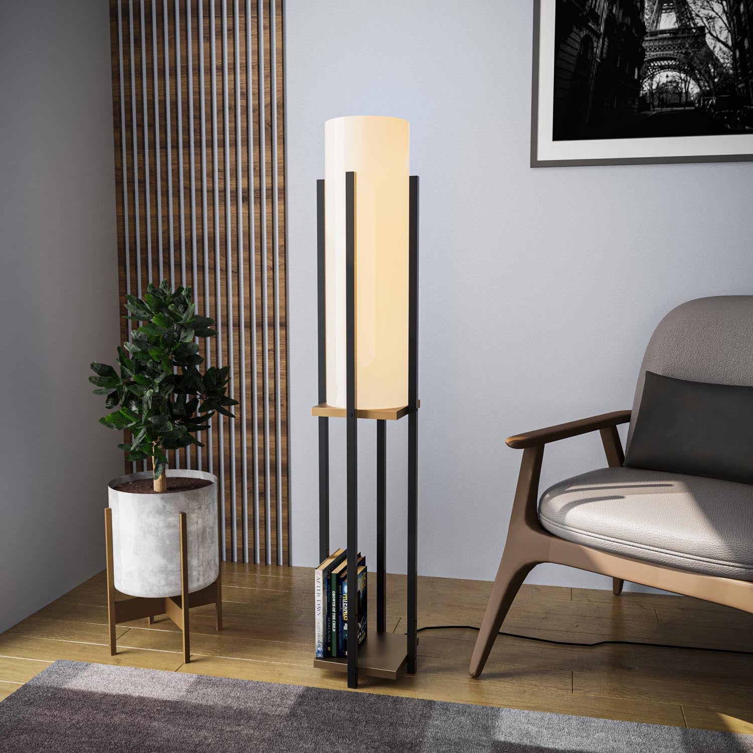 Shelf Lamp - 8129 in Schwarz Gold präsentiert im Onlineshop von KAQTU Design AG. Stehleuchte ist von Opviq