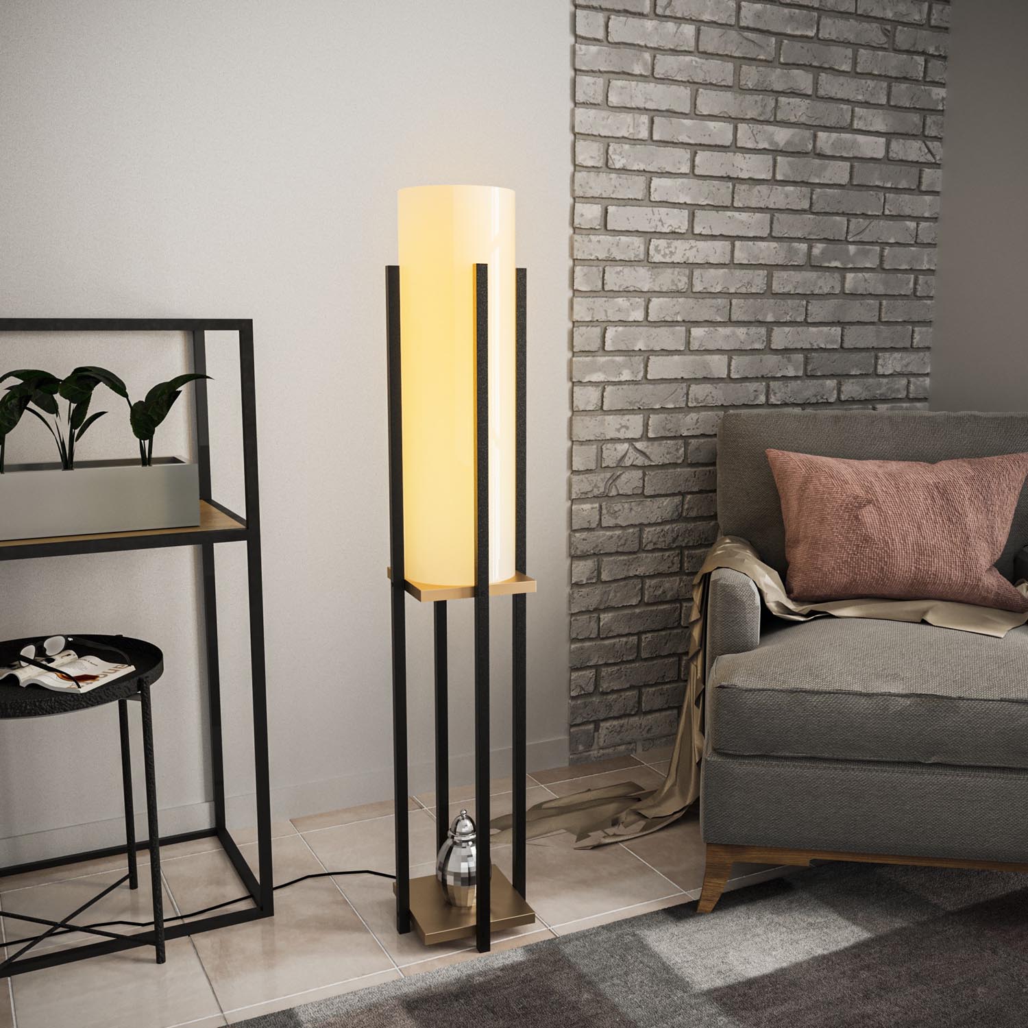 Shelf Lamp - 8129 in Schwarz Gold präsentiert im Onlineshop von KAQTU Design AG. Stehleuchte ist von Opviq