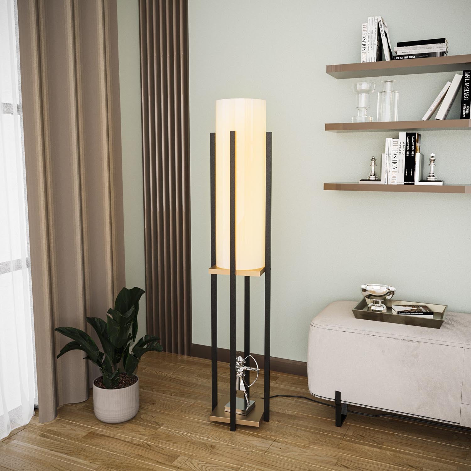 Shelf Lamp - 8129 in Schwarz Gold präsentiert im Onlineshop von KAQTU Design AG. Stehleuchte ist von Opviq